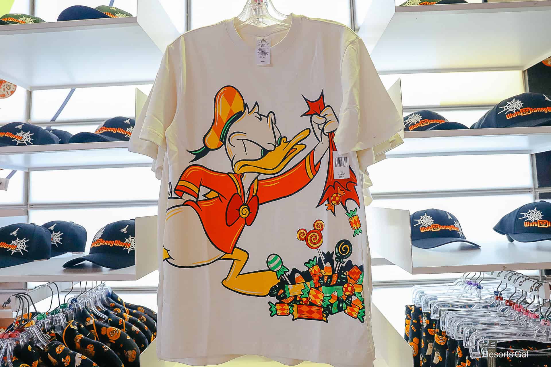 Donald Duck with candy bag Halloween screen art t-shirt