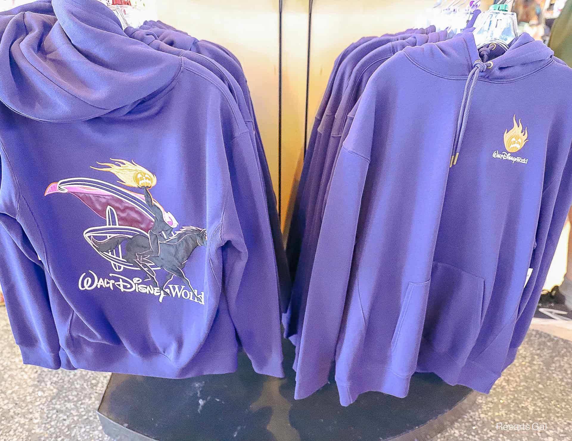 front and back of a Walt Disney World Halloween pullover Headless Horseman sweatshirt in 2026