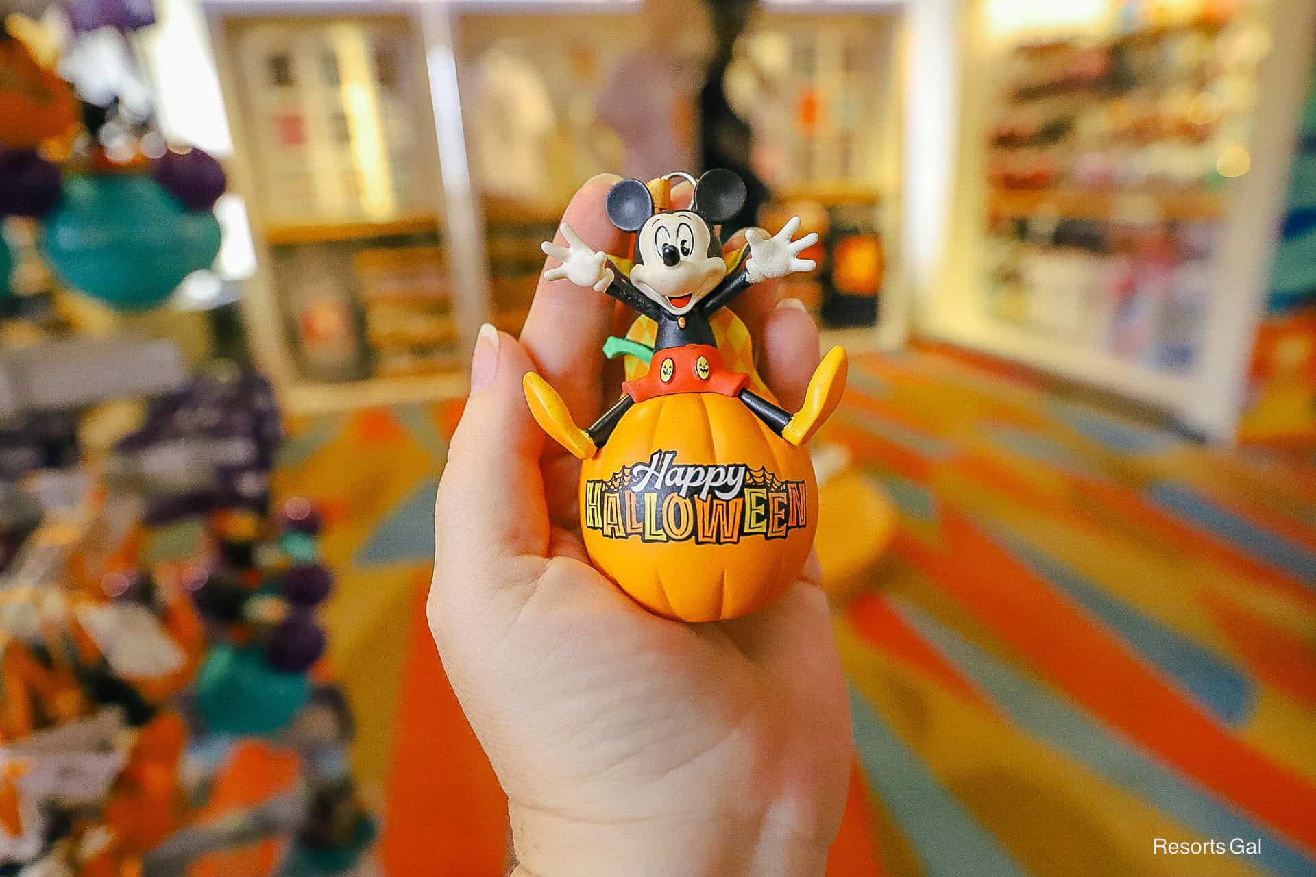 a Happy Halloween Mickey Mouse ornament at Disney World