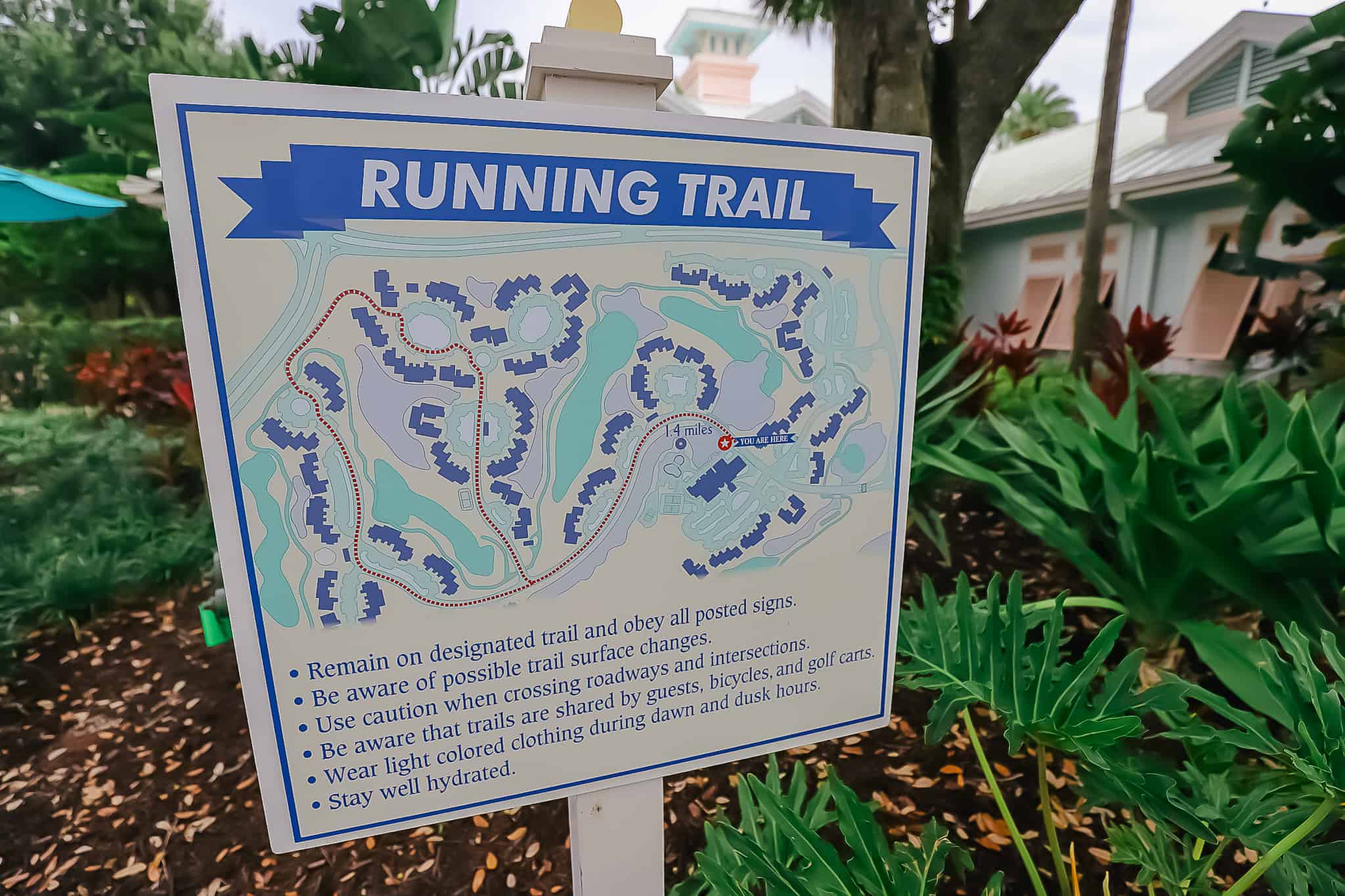 map of running alternative at Disney Resorts with no gyms 