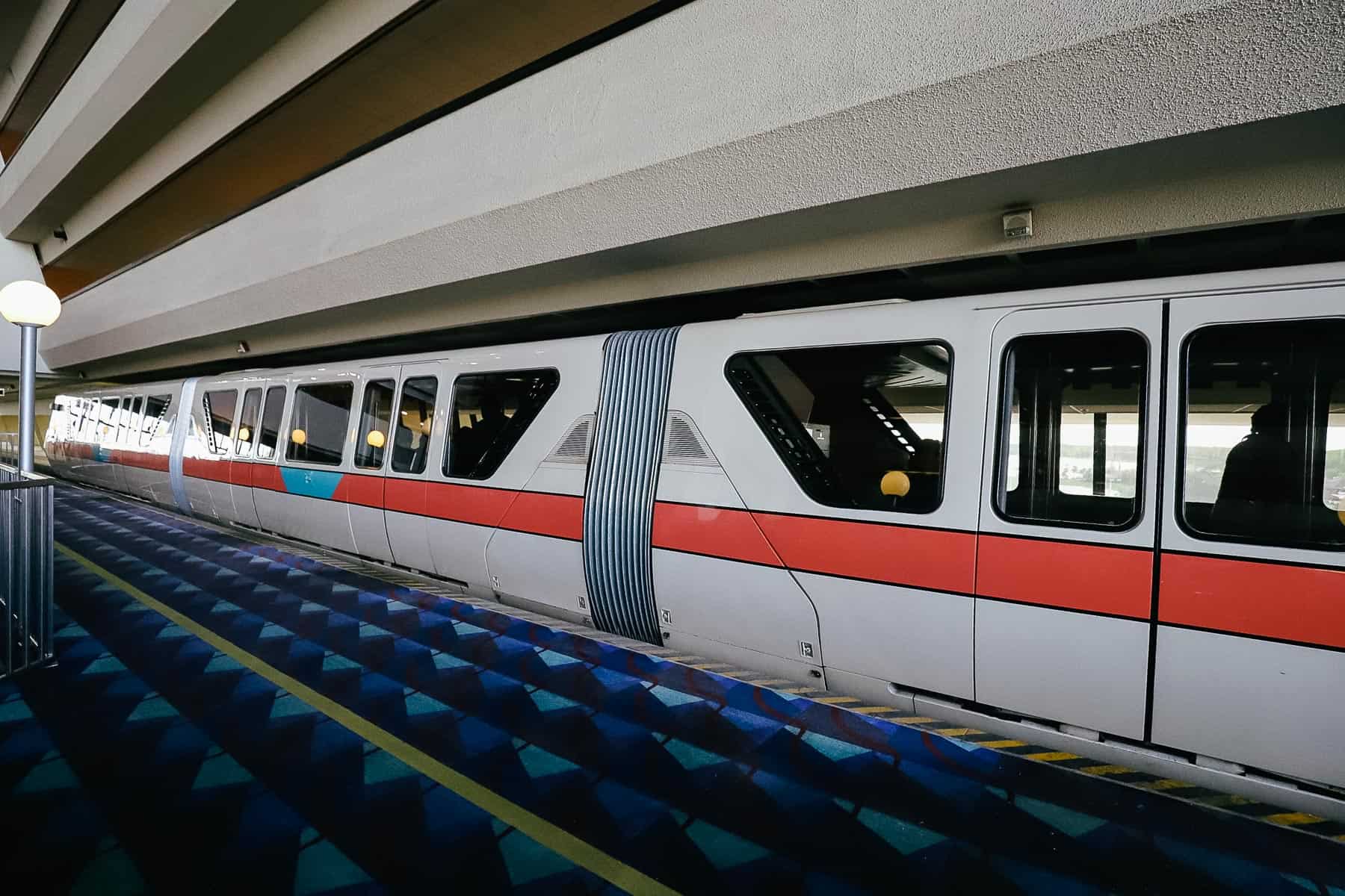 The monorail at Disney's Contemporary arriving at the platform. 