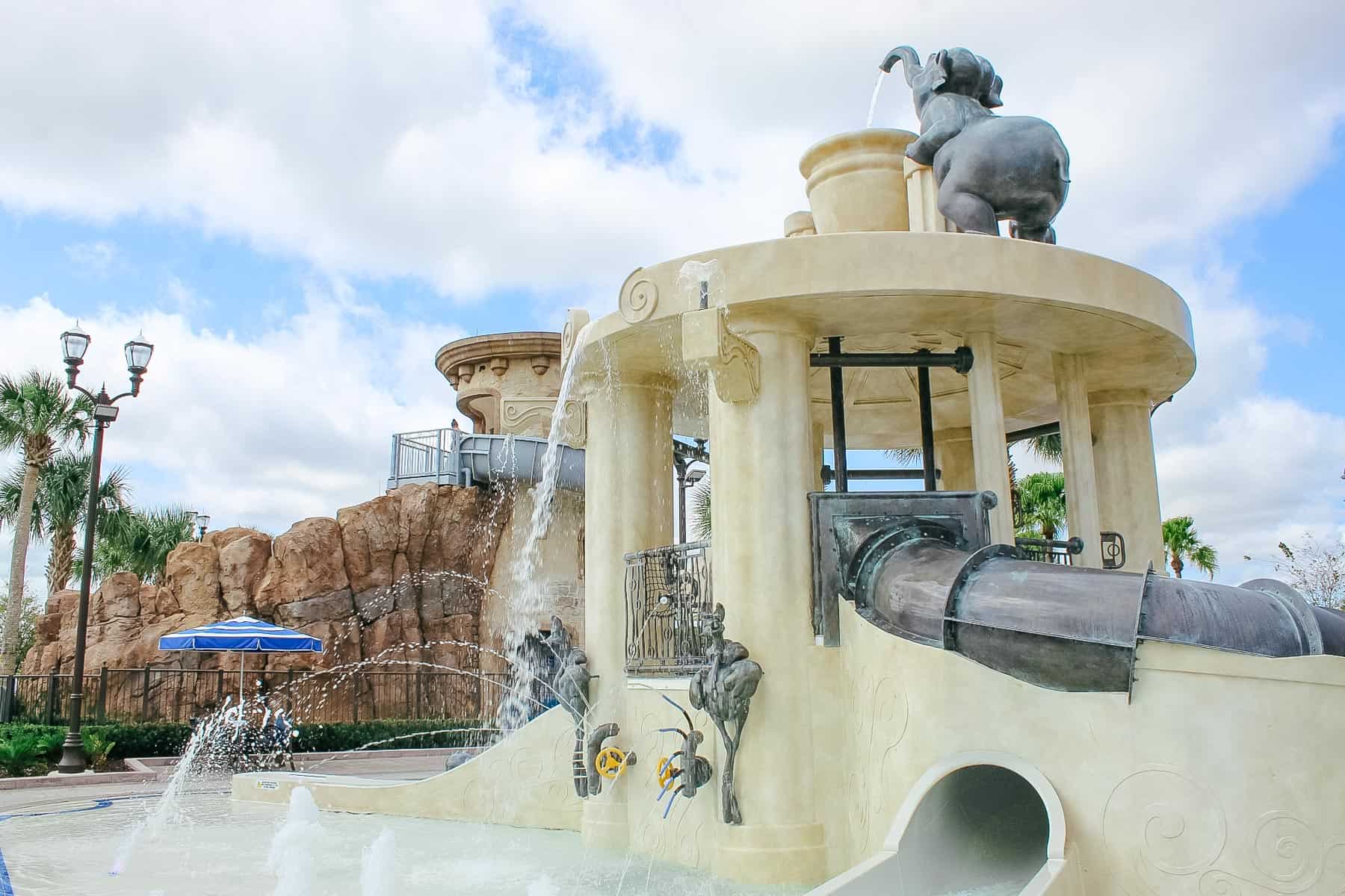 an aquatic play area with water sprayers