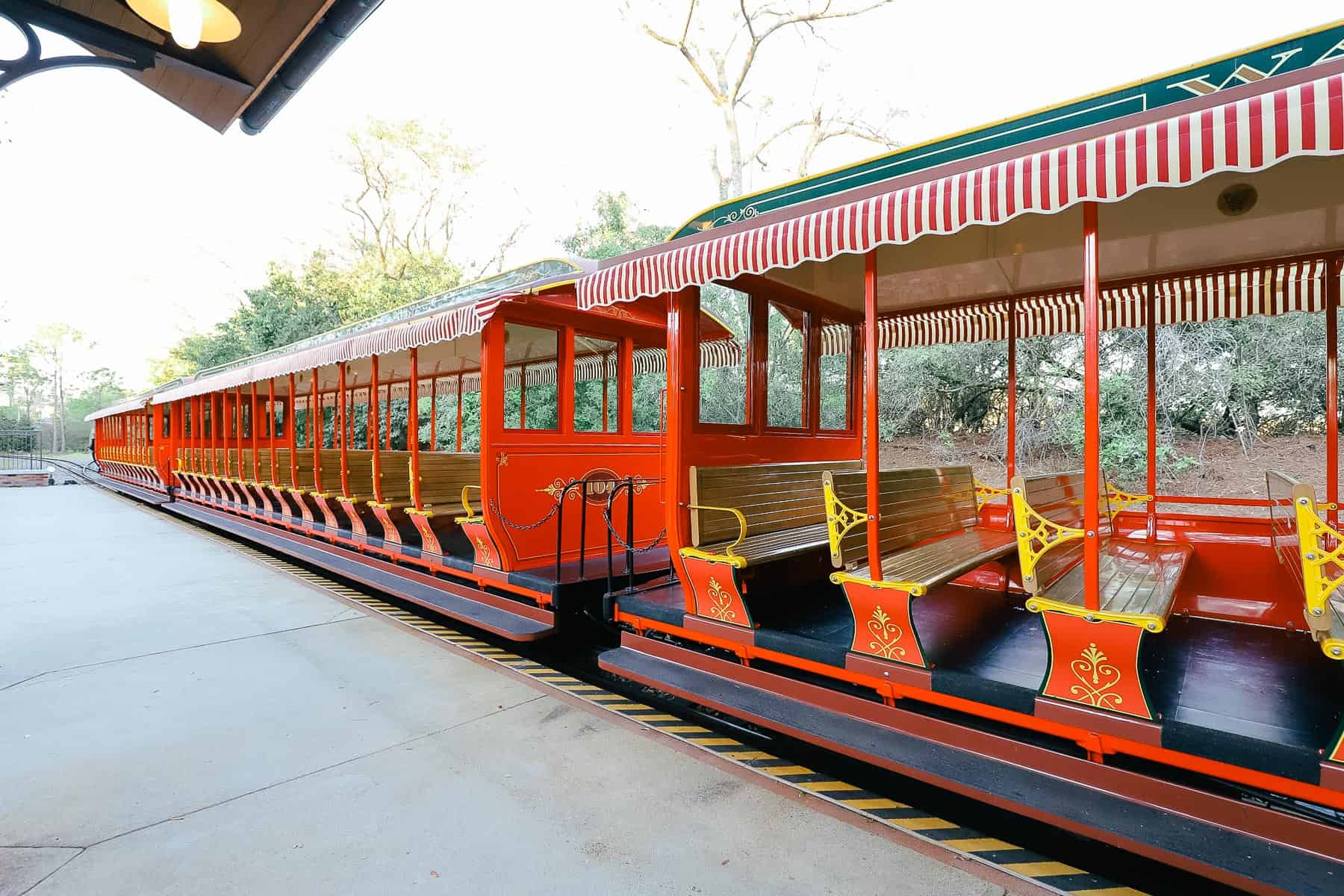 an empty Walt Disney World railroad car