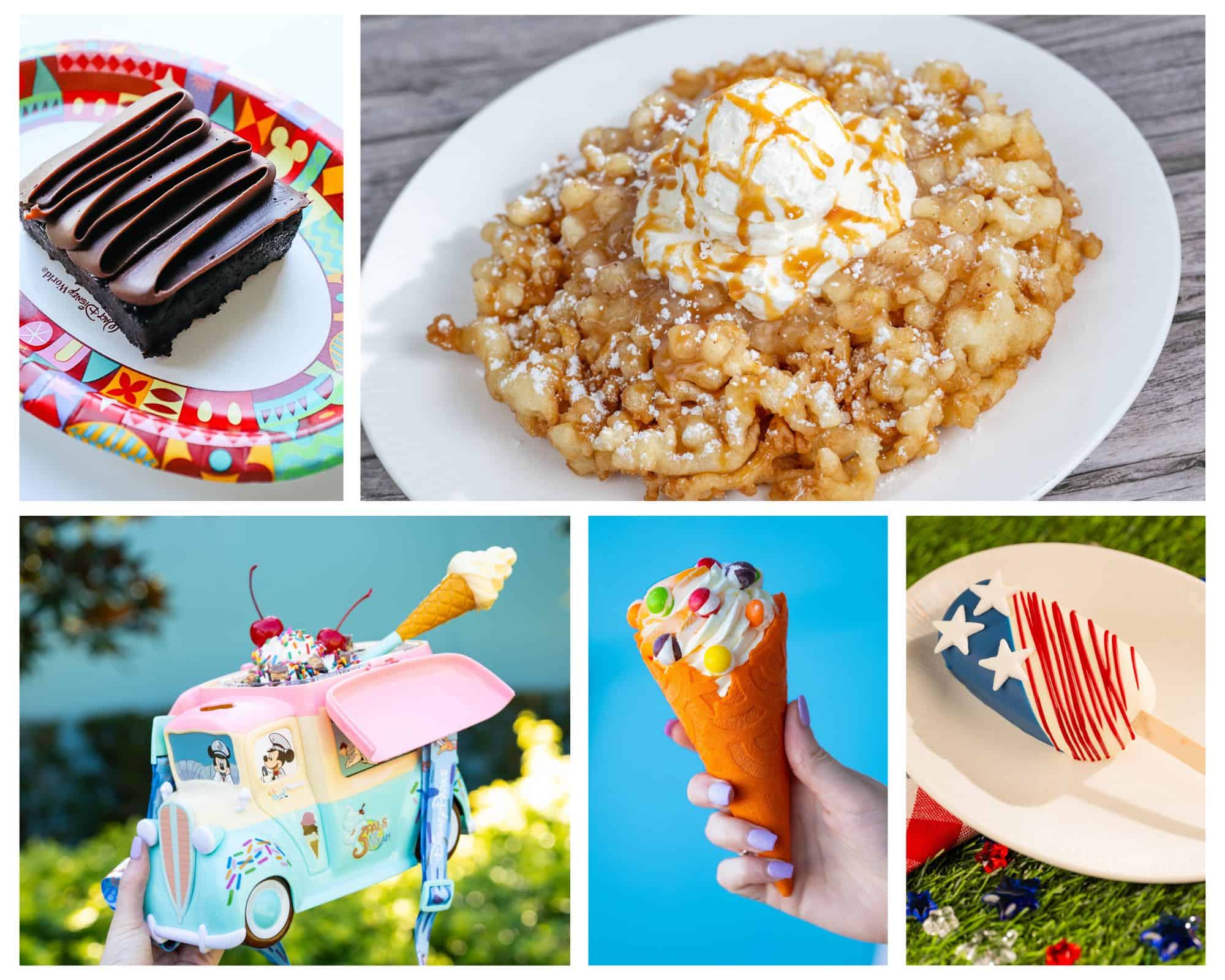 a collage of snacks and treats at Disney World