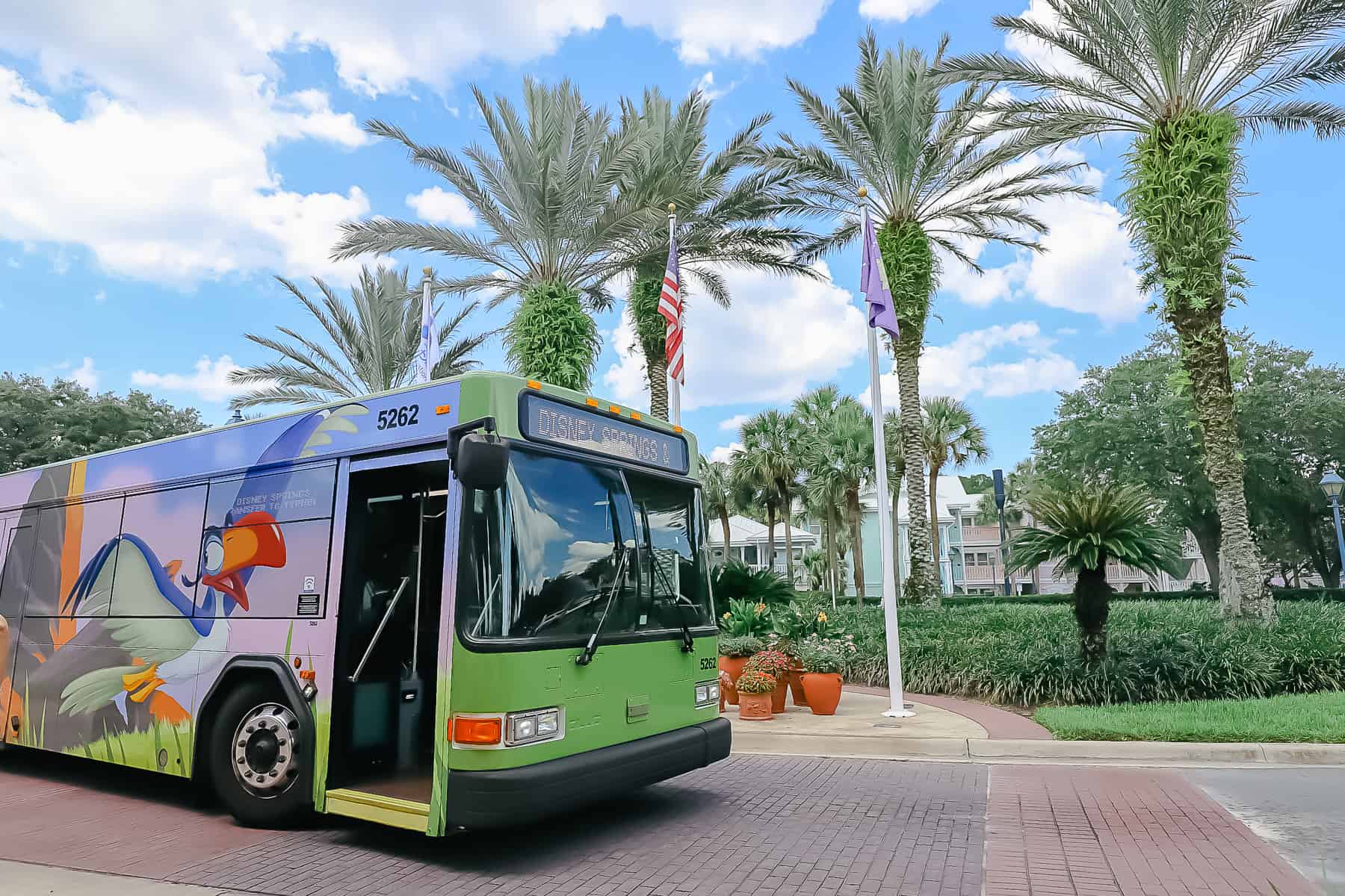 A Disney Bus waiting to pick up guests at Old Key West. 