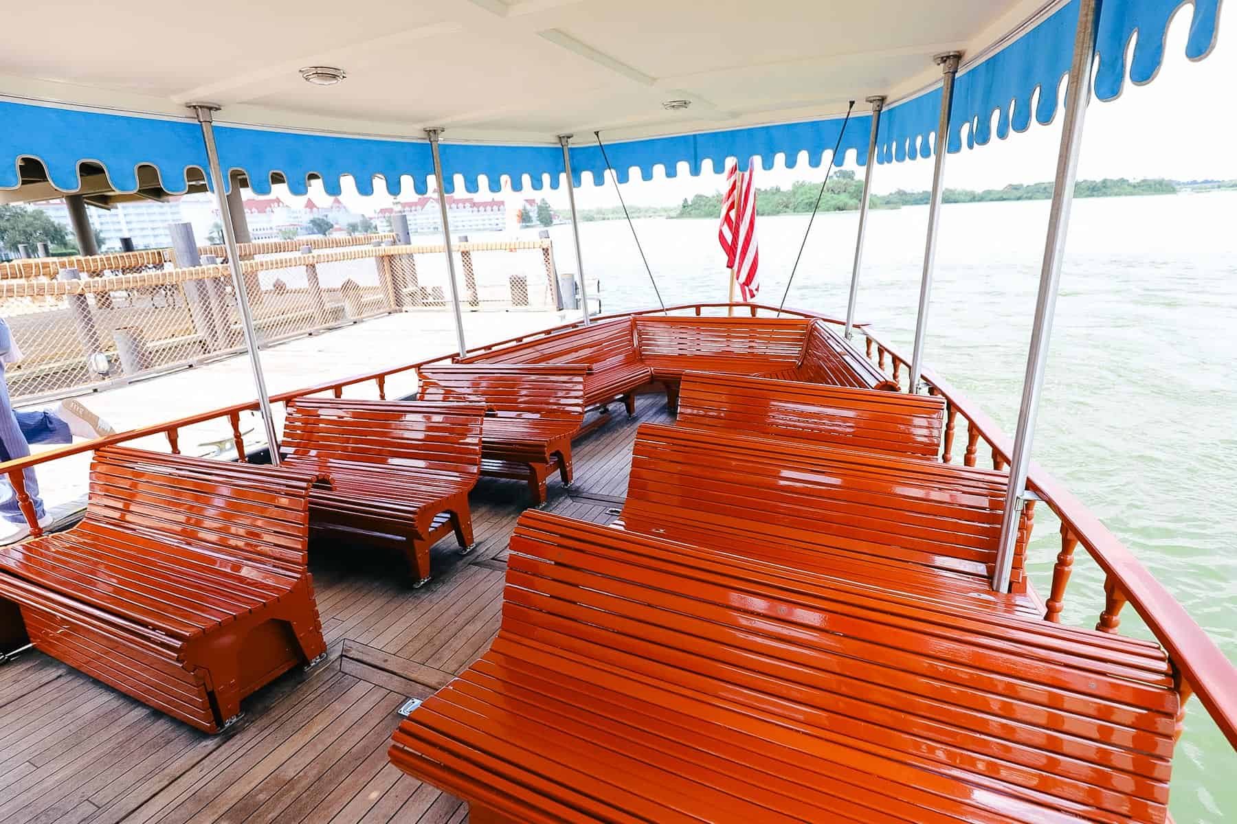interior benches on a resort boat 