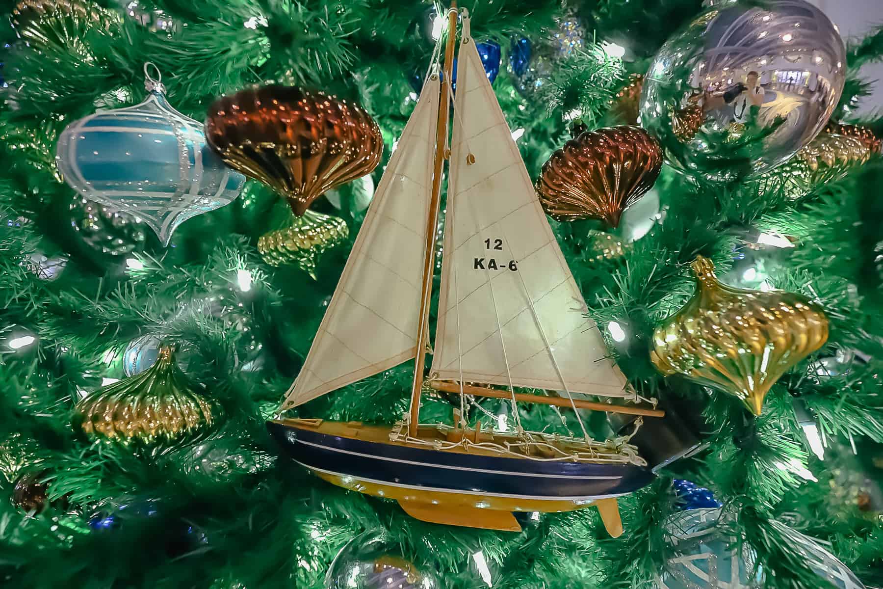 Sailboats used for ornaments on the Christmas tree 