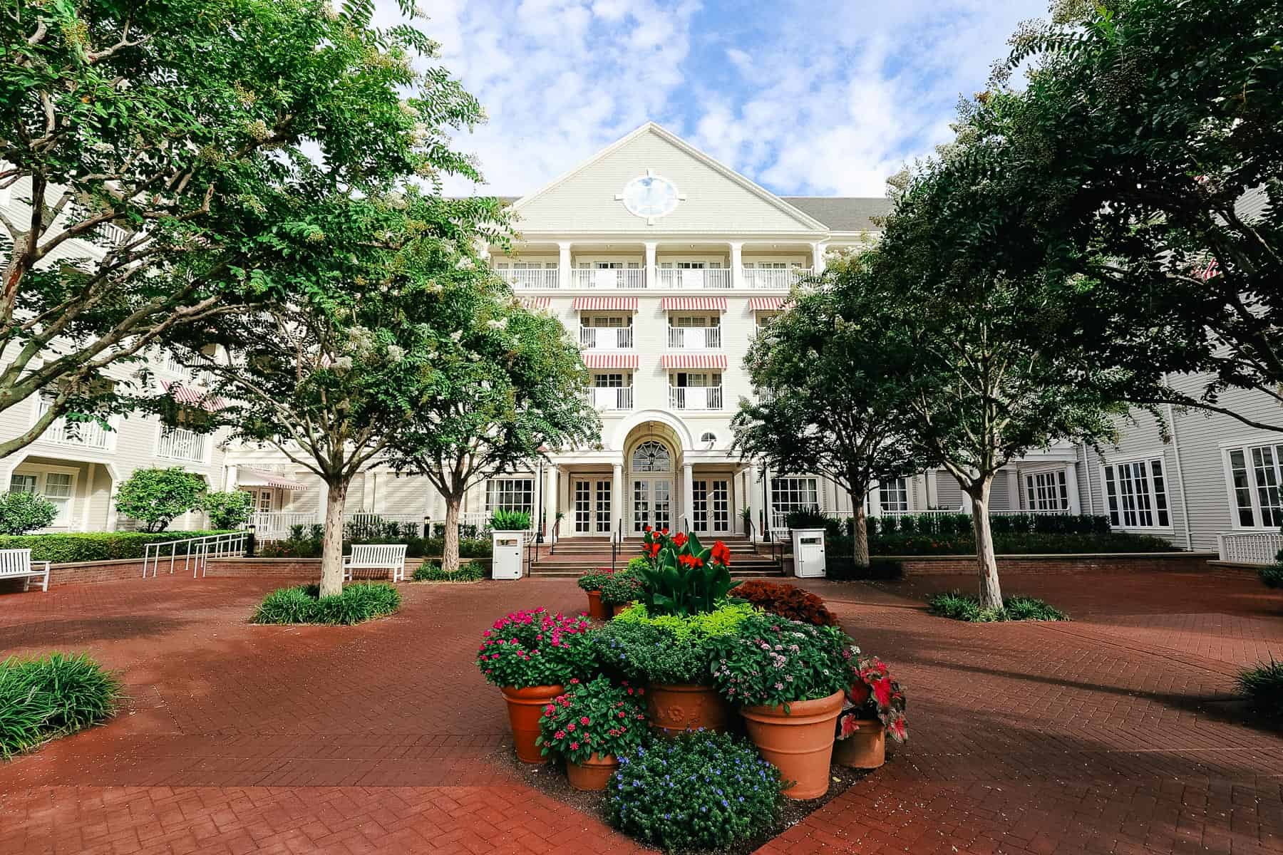 walkway up to Disney's Yacht Club from Crescent Lake 