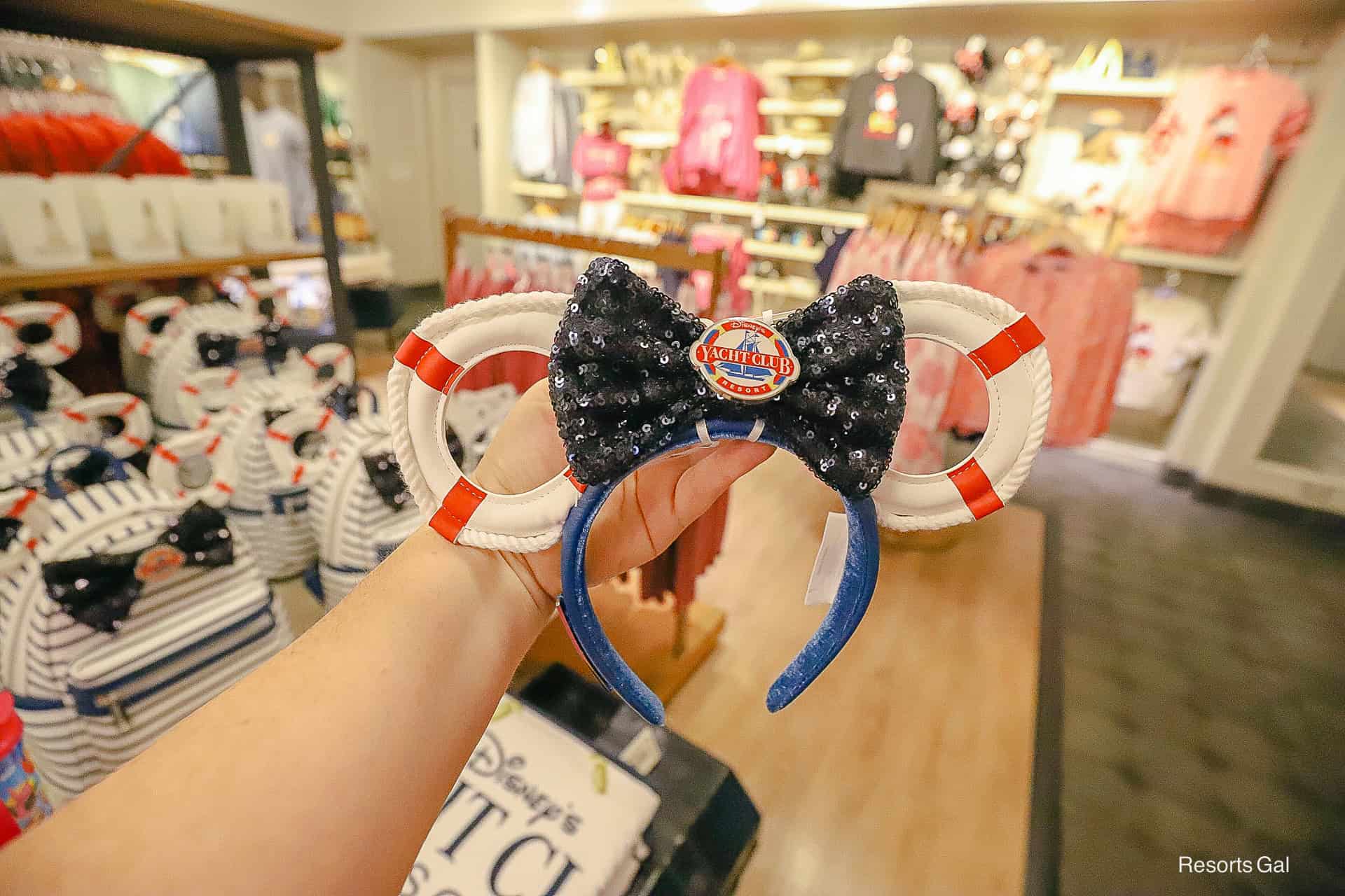 a pair of Minnie Ears representing Disney's Yacht Club