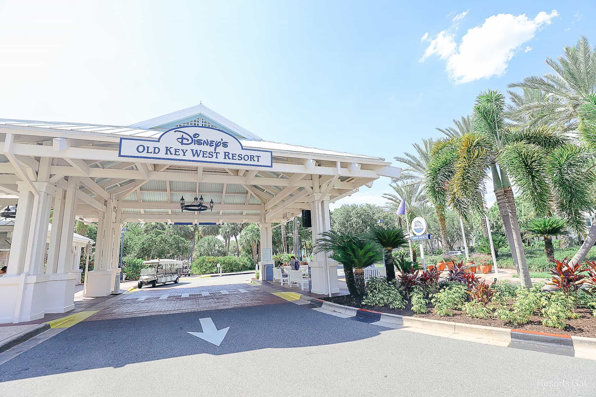 the port cochere entrance of Hospitality House at Disney's Old Key West
