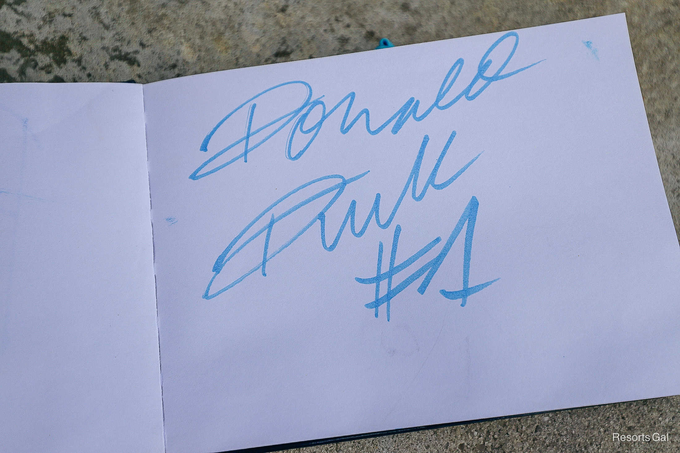 Donald Duck's autograph with a #1 