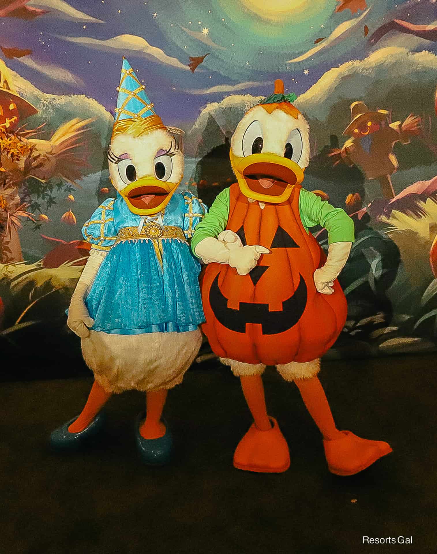 Donald and Daisy Duck vertical in Halloween costumes