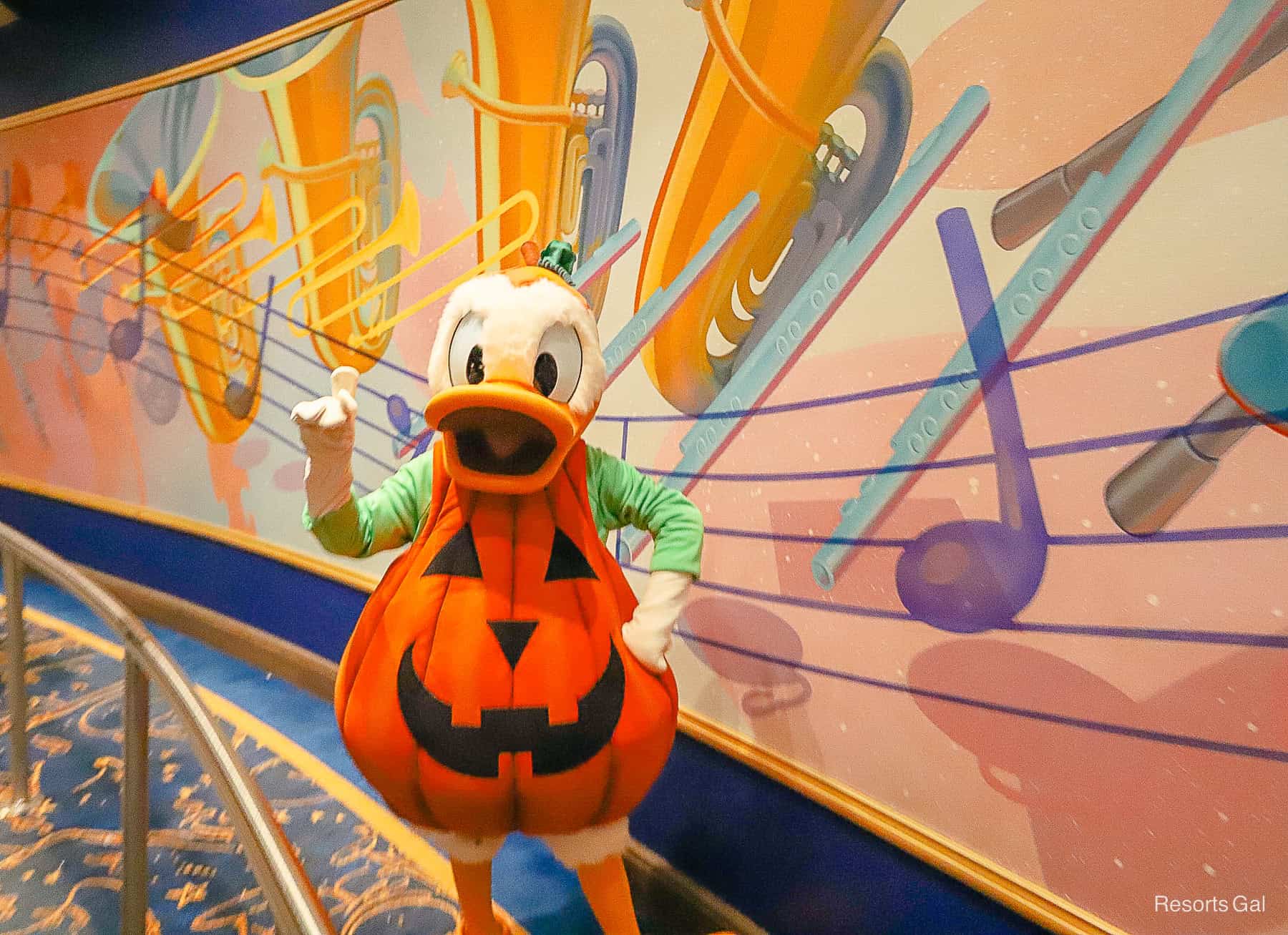 Donald Duck wearing a Halloween costume