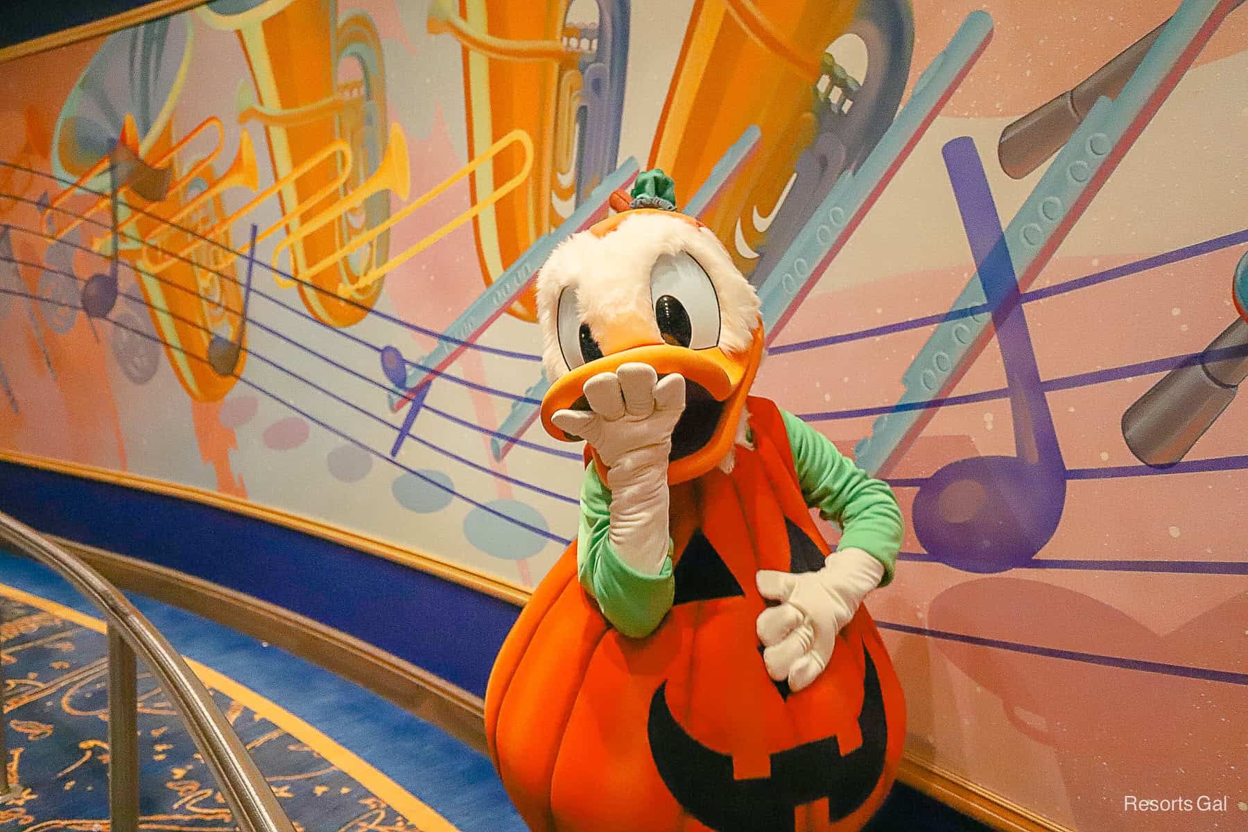 Donald Duck Surprises Guests on a Trick-or-Treat Trail at Mickey’s Halloween Party