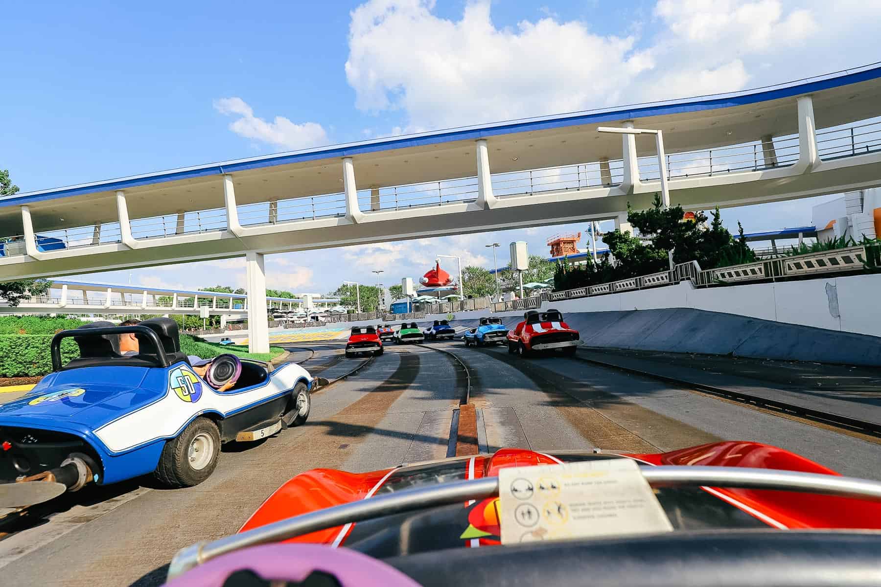 driving on the track under the Peoplemover 