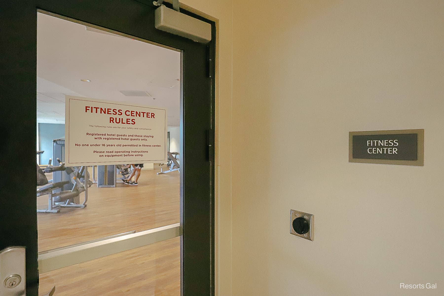 the entrance to the Fitness Center at the Drury Plaza Hotel Disney Springs