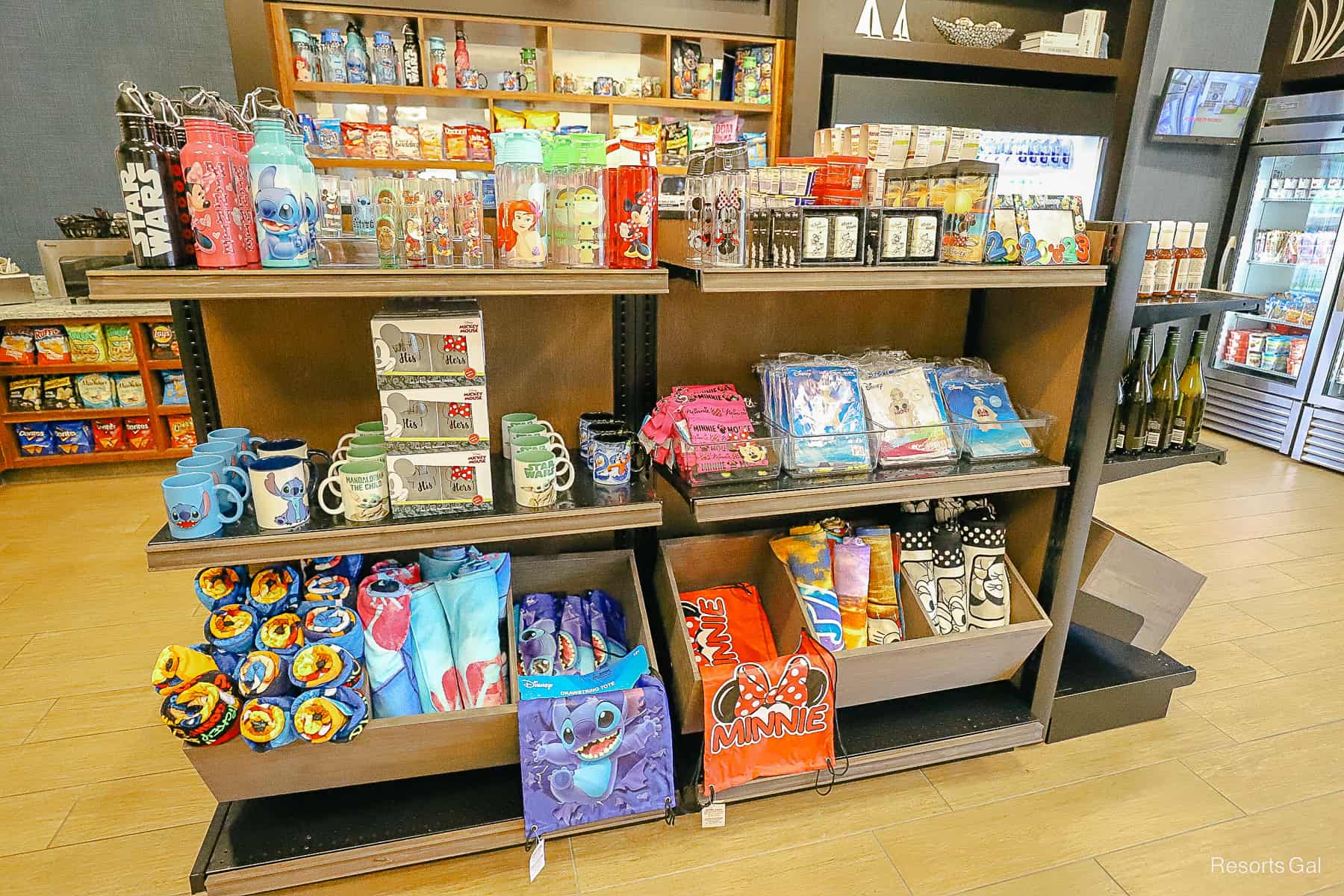 a display with various souvenirs 