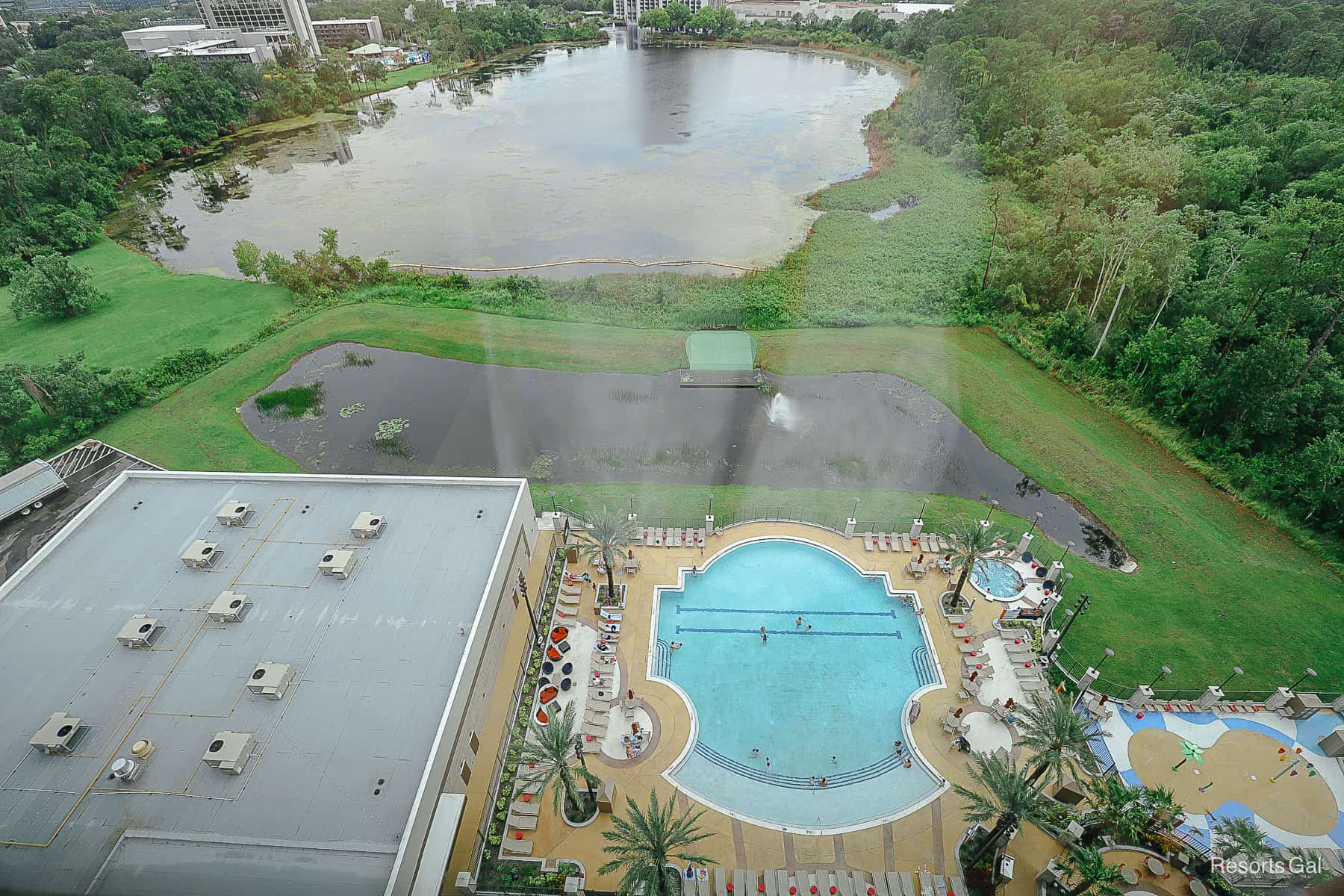 Looking down at the pool from the 15th floor. 