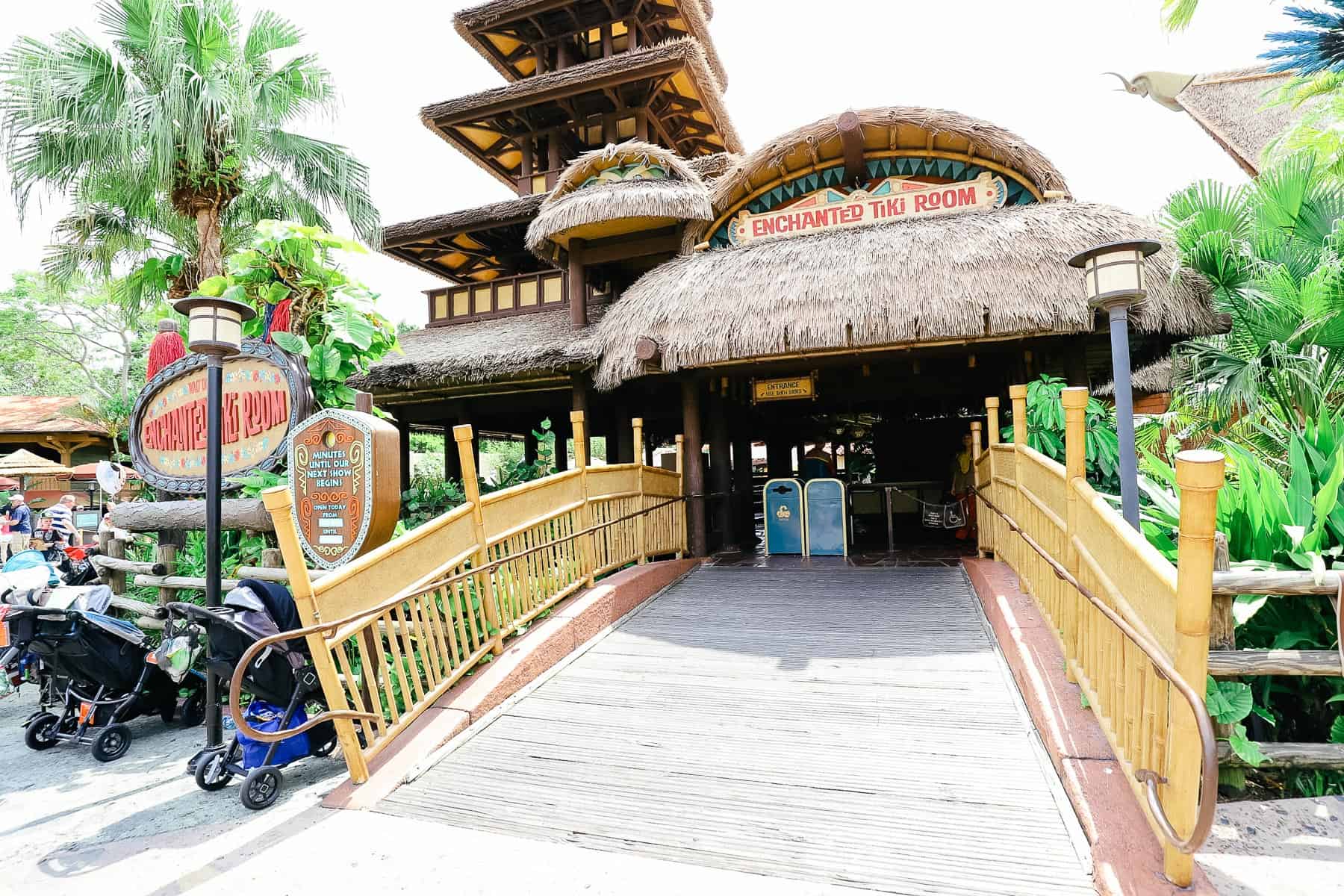 the entrance to the Enchanted Tiki Room 