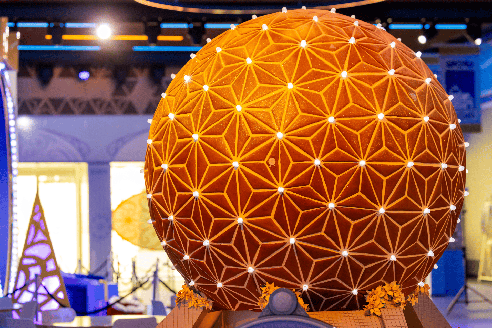 Spaceship Earth gingerbread display during the Epcot Festival of the Holidays