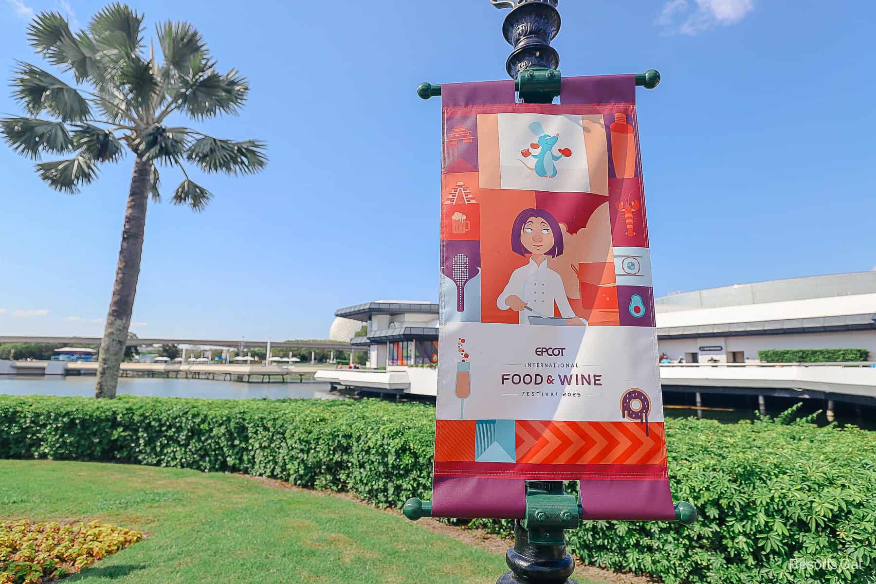 a banner with the Epcot Food and Wine Festival logo in 2025