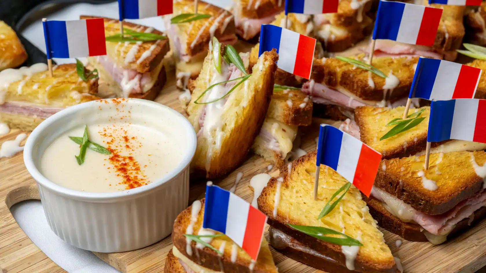a platter with freshly baked baguettes for the Chefs de France breakfast