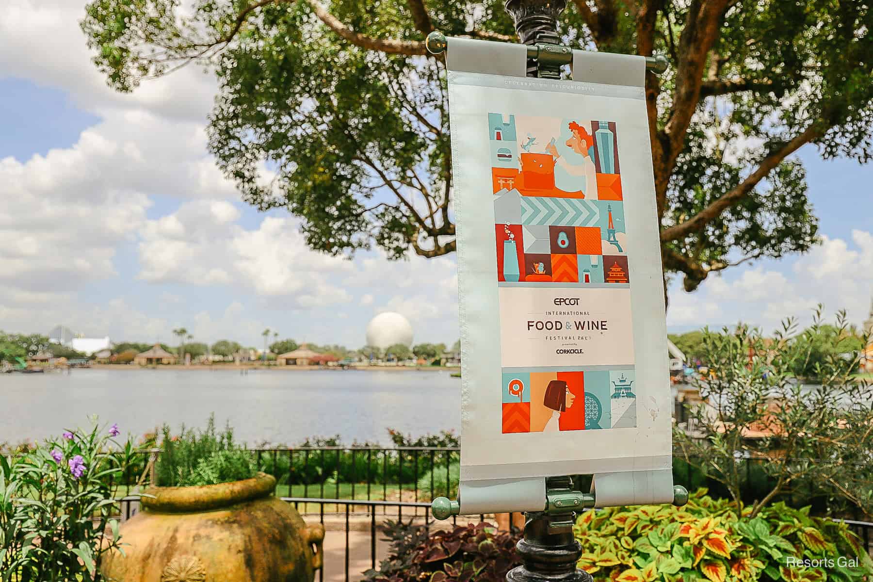 a banner sign representing the Epcot Food and Wine Festival 