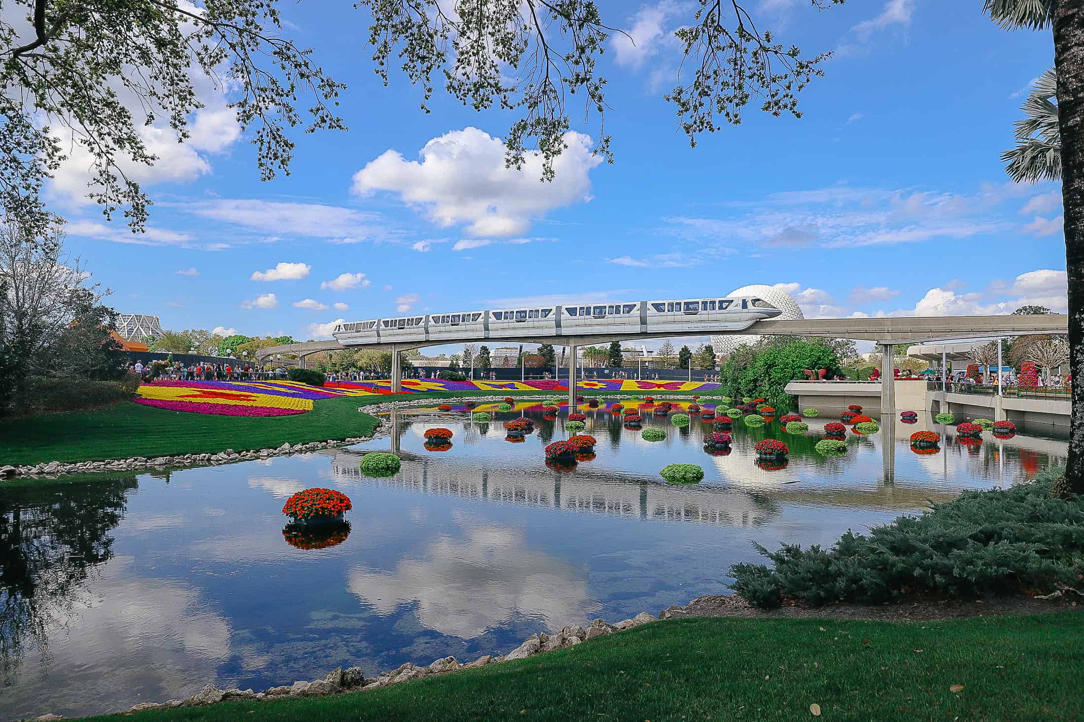 the monorail passing through Epcot 