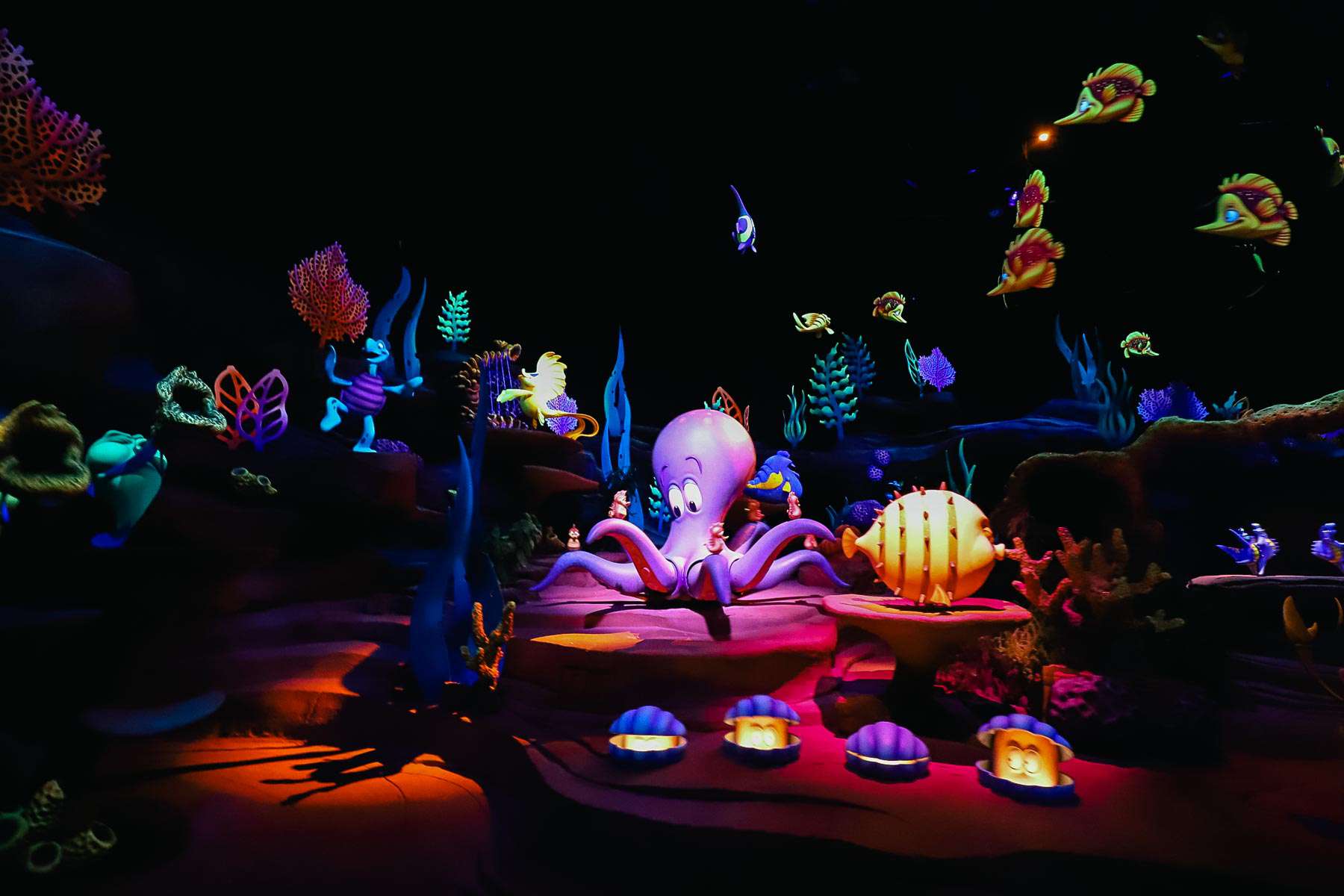 a scene in Journey of The Little Mermaid at Magic Kingdom 