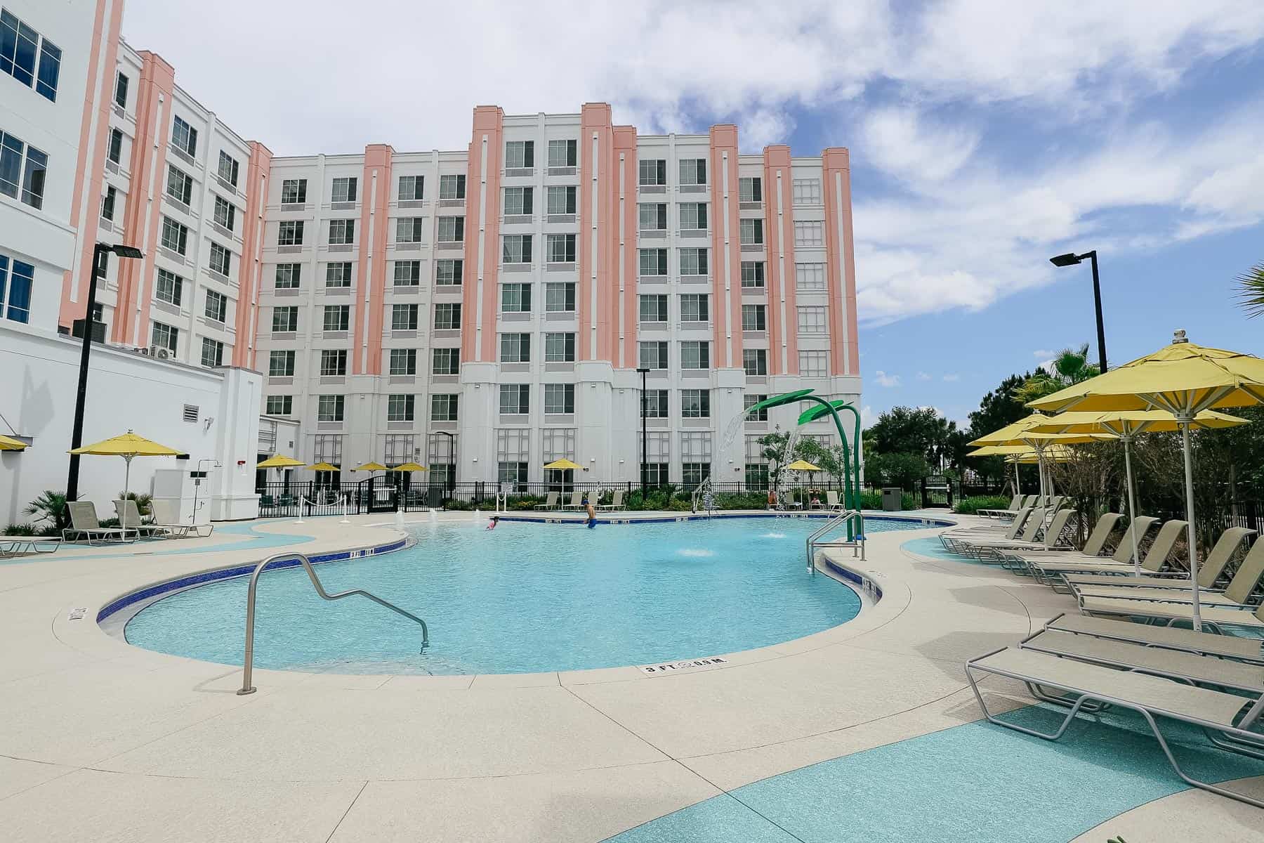 The pool and the back of the hotel at this best Marriott option. 