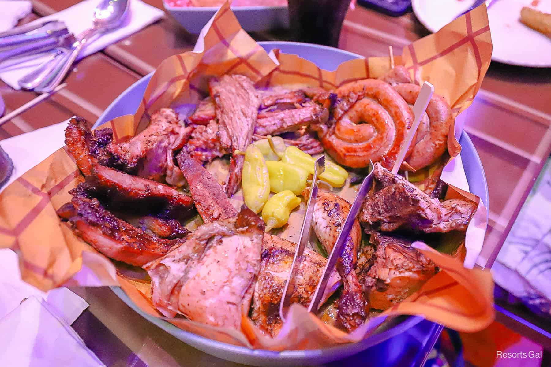a platter of various meats from Roundup Rodeo BBQ 