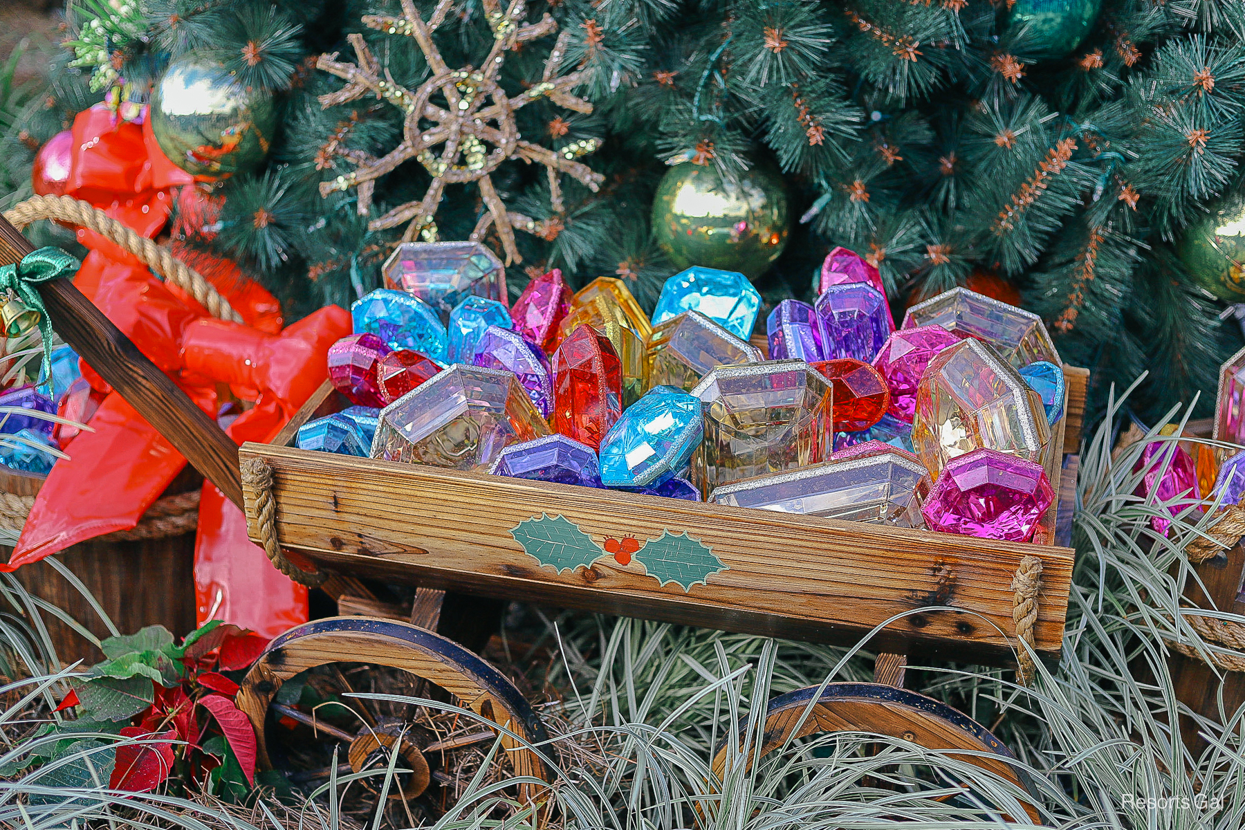 a mine cart with a hidden Mickey is loaded with jewels 