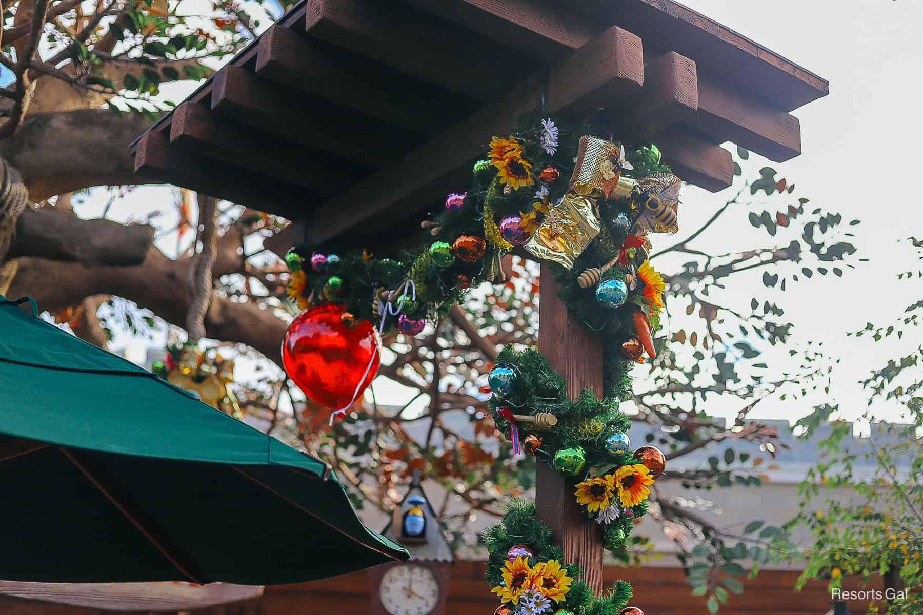 a red balloon floating from the decor 