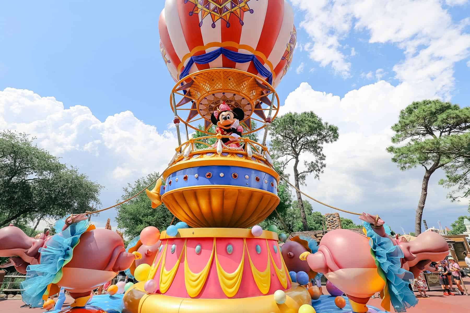 Minnie poses for a photo in Mickey's Airship during the Festival of Fantasy Parade. 