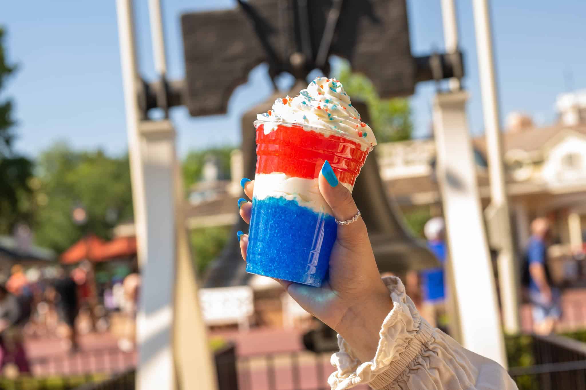 red, white, and blue slushy