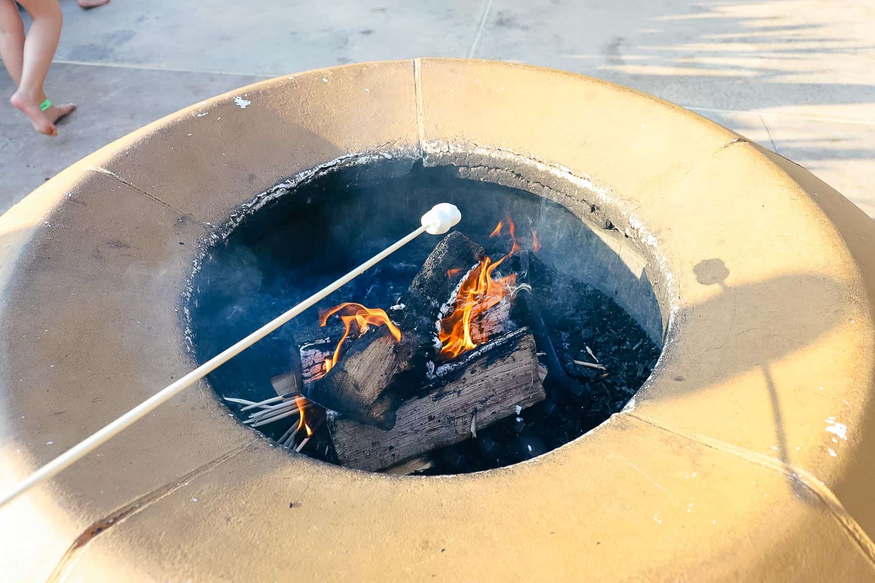 roasting a marshmallow over the fire 