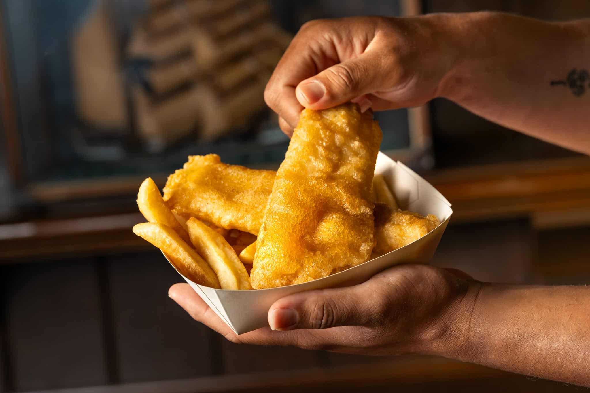 an order of beer battered fish from Columbia Harbour House