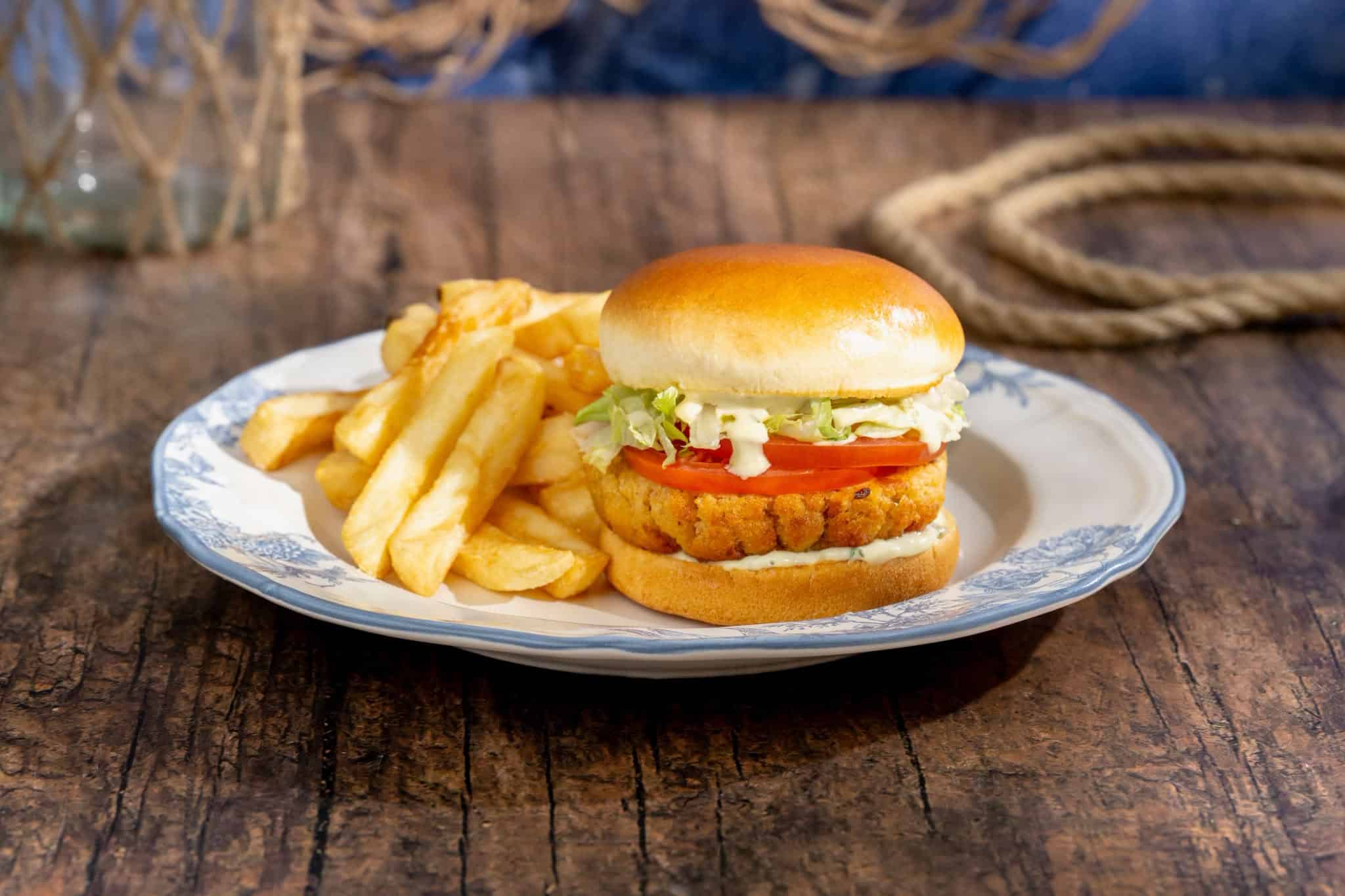 a plant based sandwich called the Crab Cake sandwich on the new Columbia Harbour House Menu