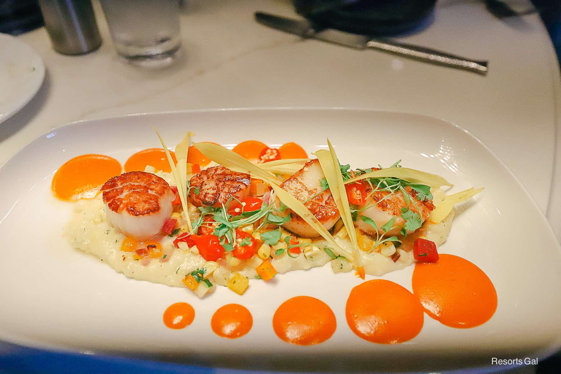 an order of Plancha-seared Scallops from Flying Fish 