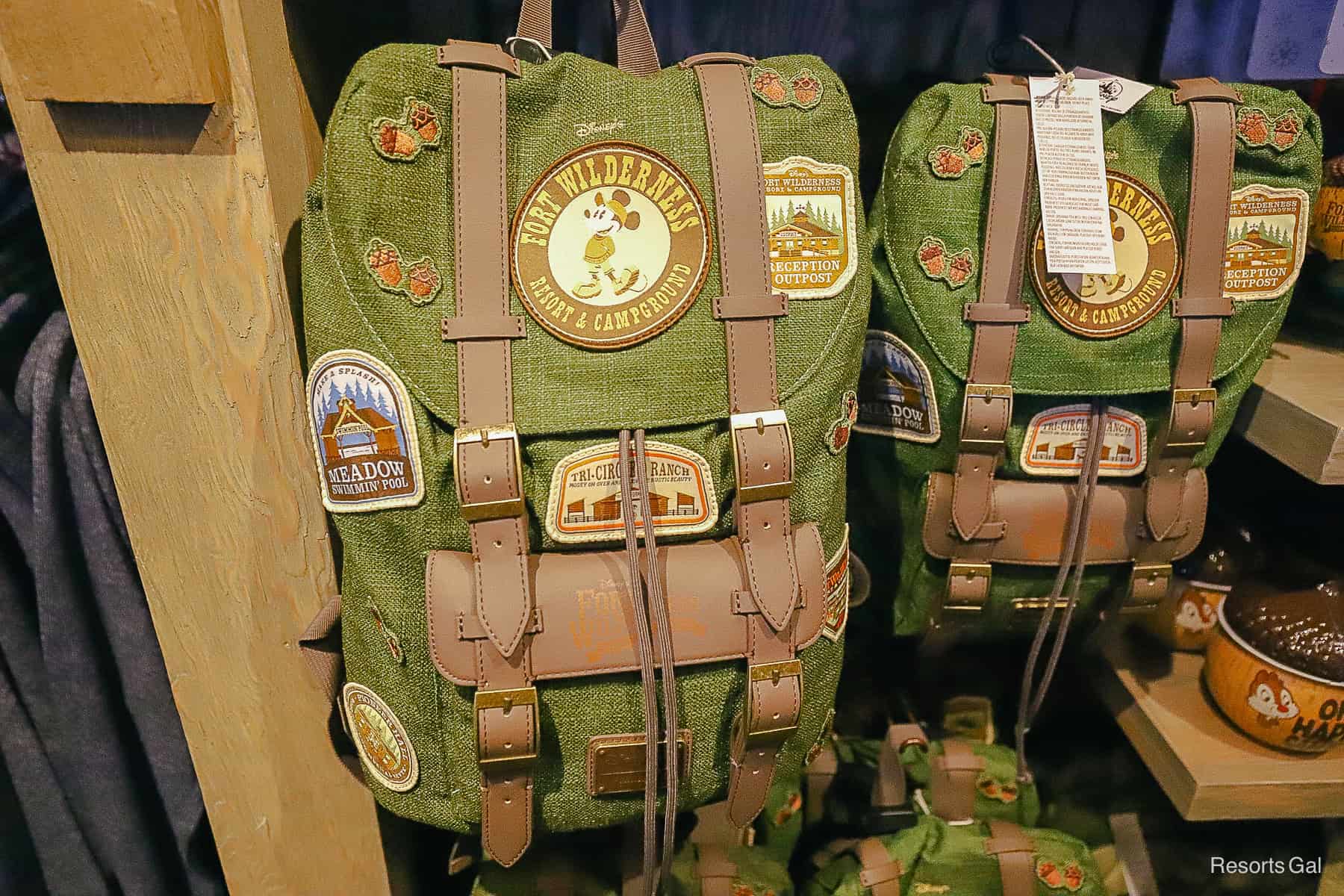a Loungefly backpack with Fort Wilderness Logo
