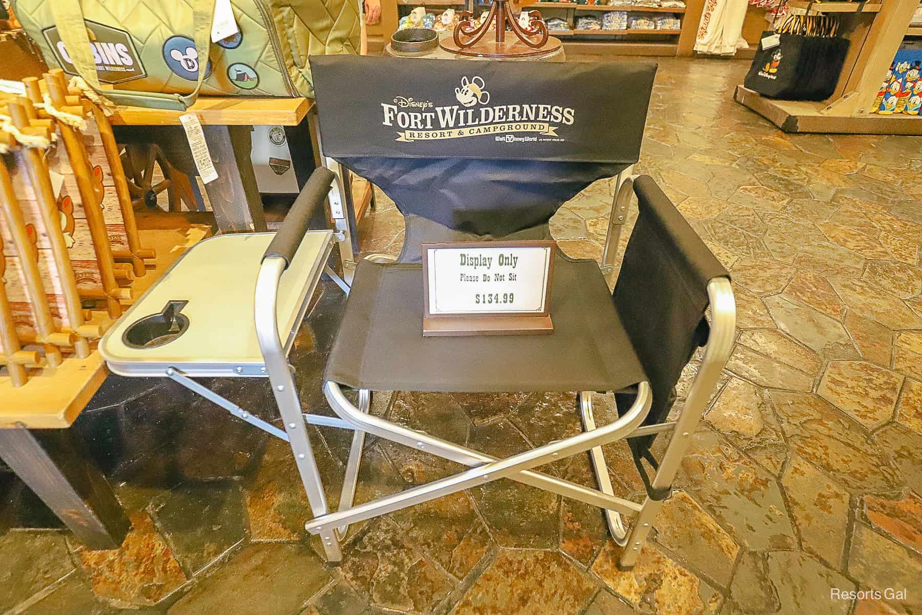 a folding chair with the resort logo