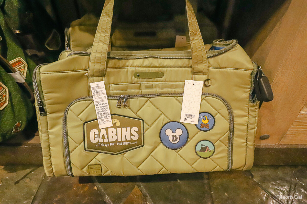 a duffle bag with Fort Wilderness logo