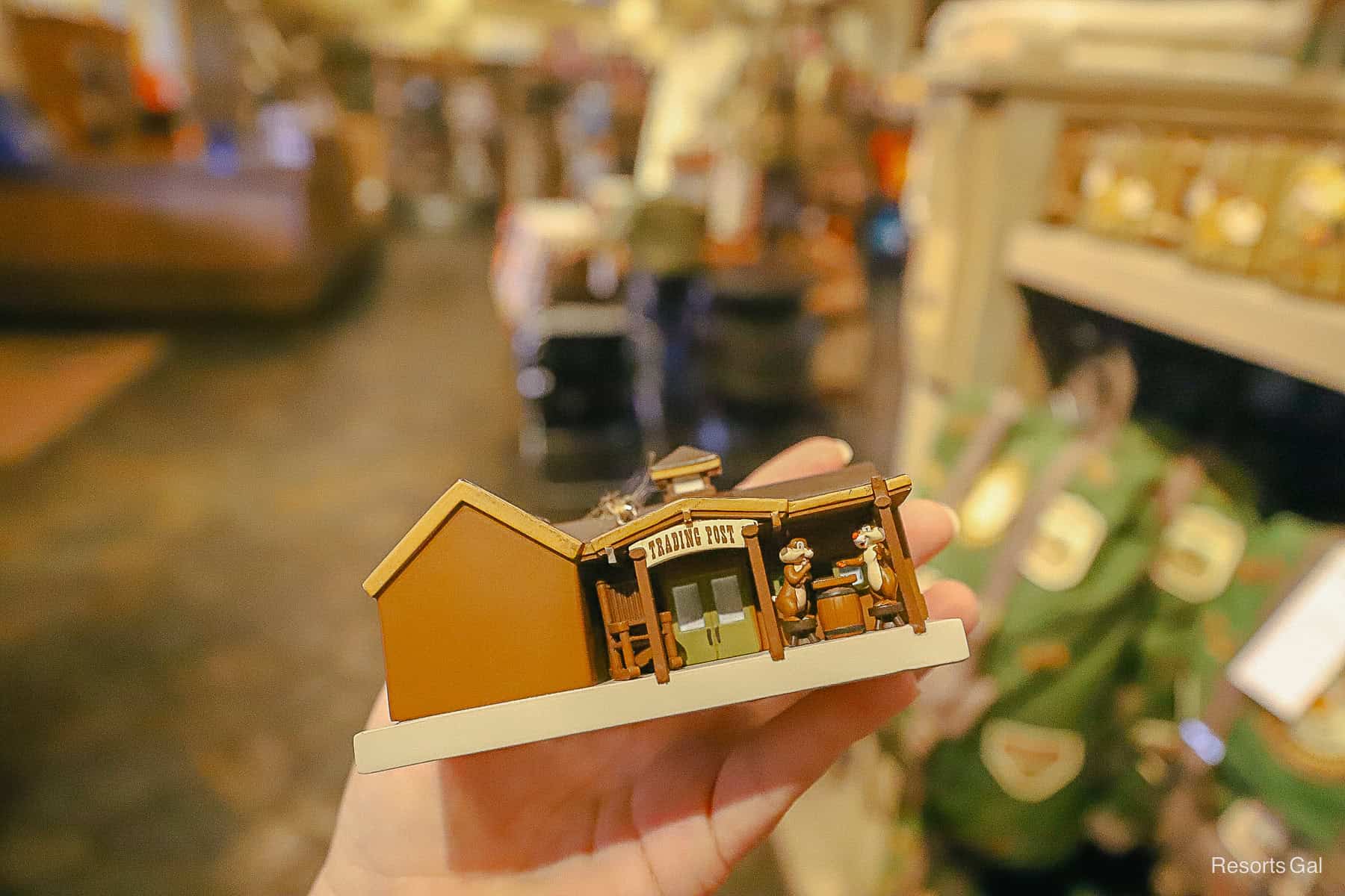 the back side of the Trading Post ornament with Chip and Dale