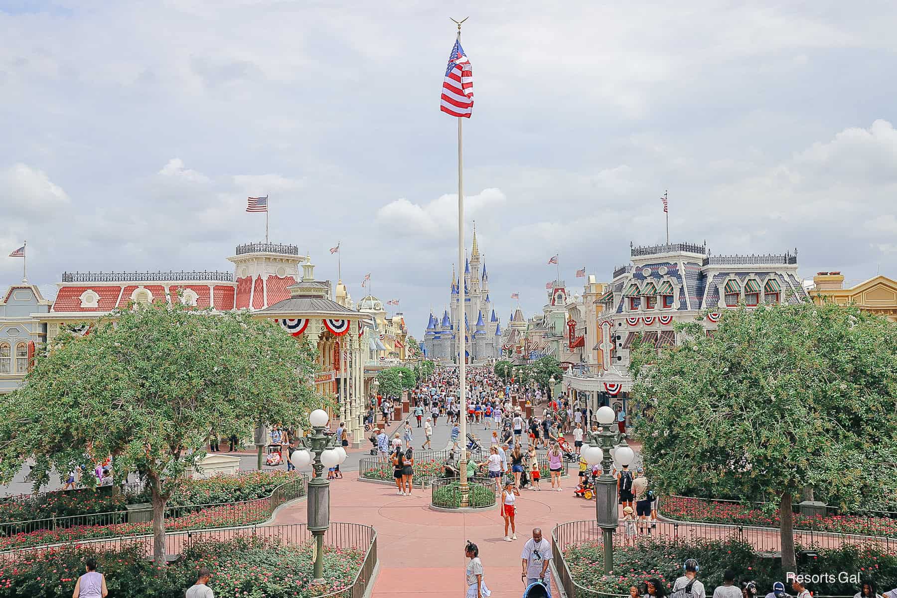 a final look down Main Street with flags flying 