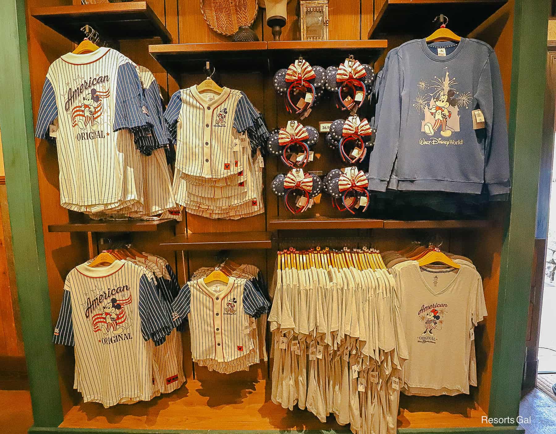 a display with 4th of July merchandise at Disney World 