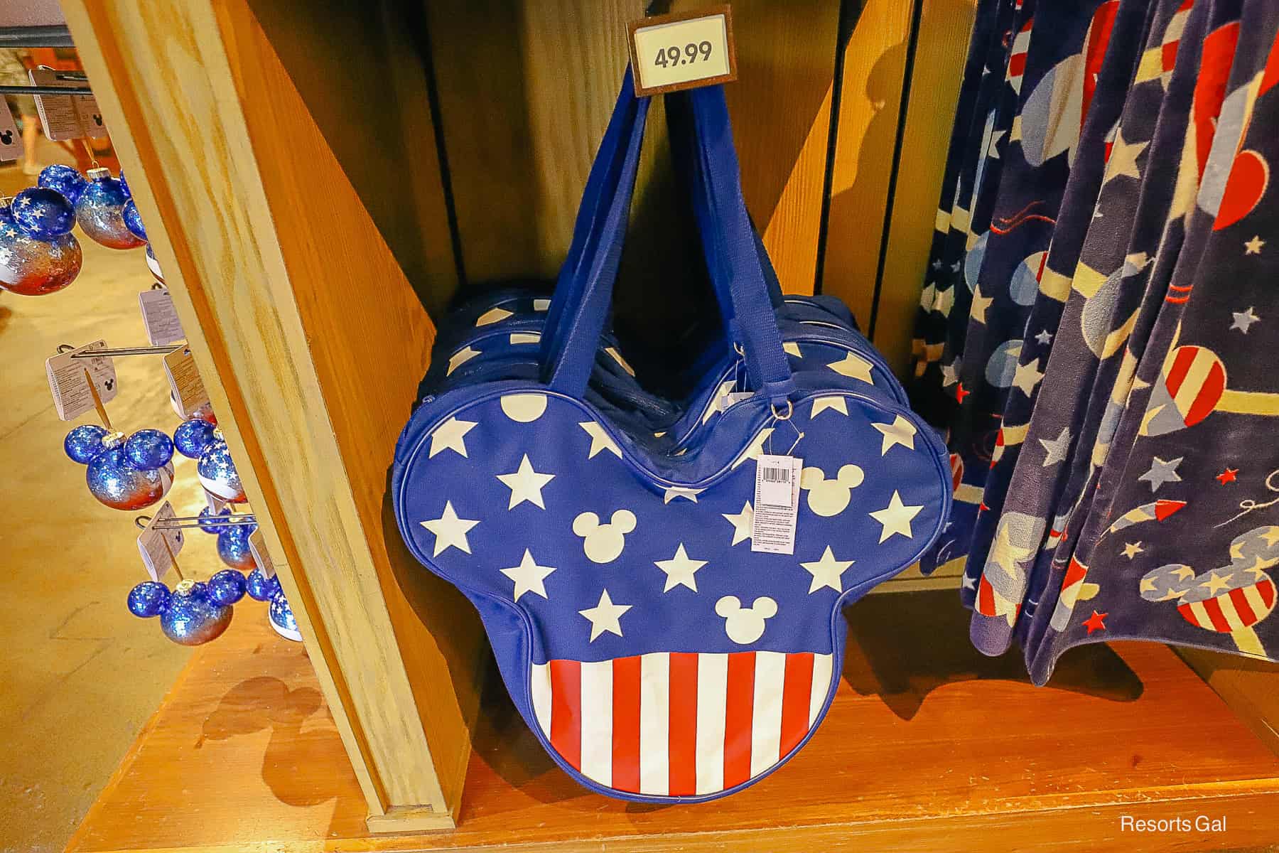 Mickey Mouse shaped tote with flag references 