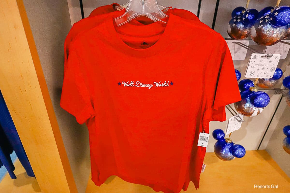a red shirt with the Walt Disney World logo 