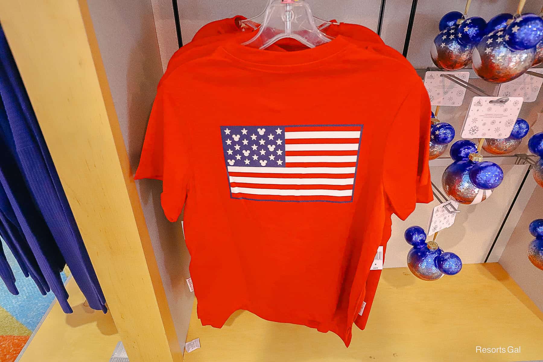 the back of the red shirt has an American flag 