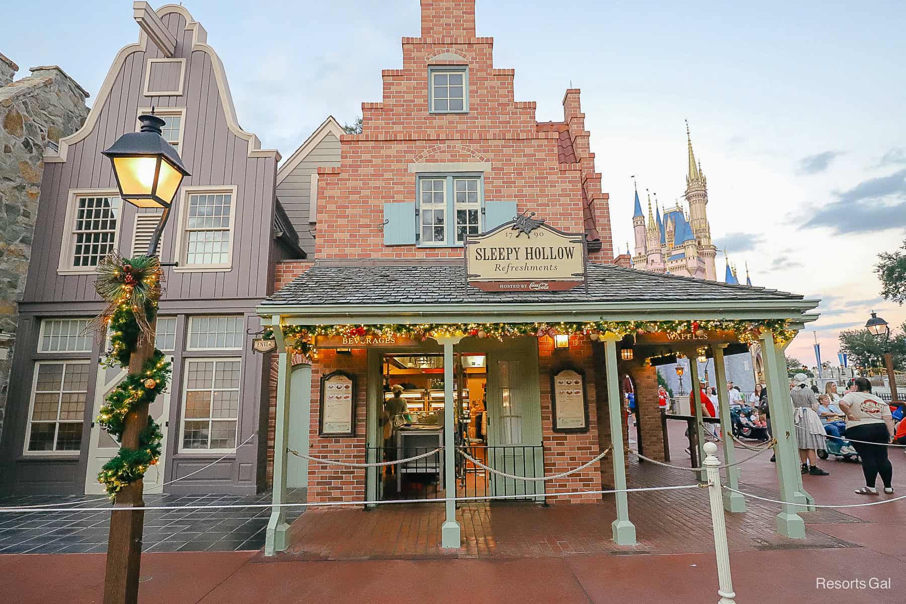 Sleepy Hollow refreshments holiday decor in Liberty Square