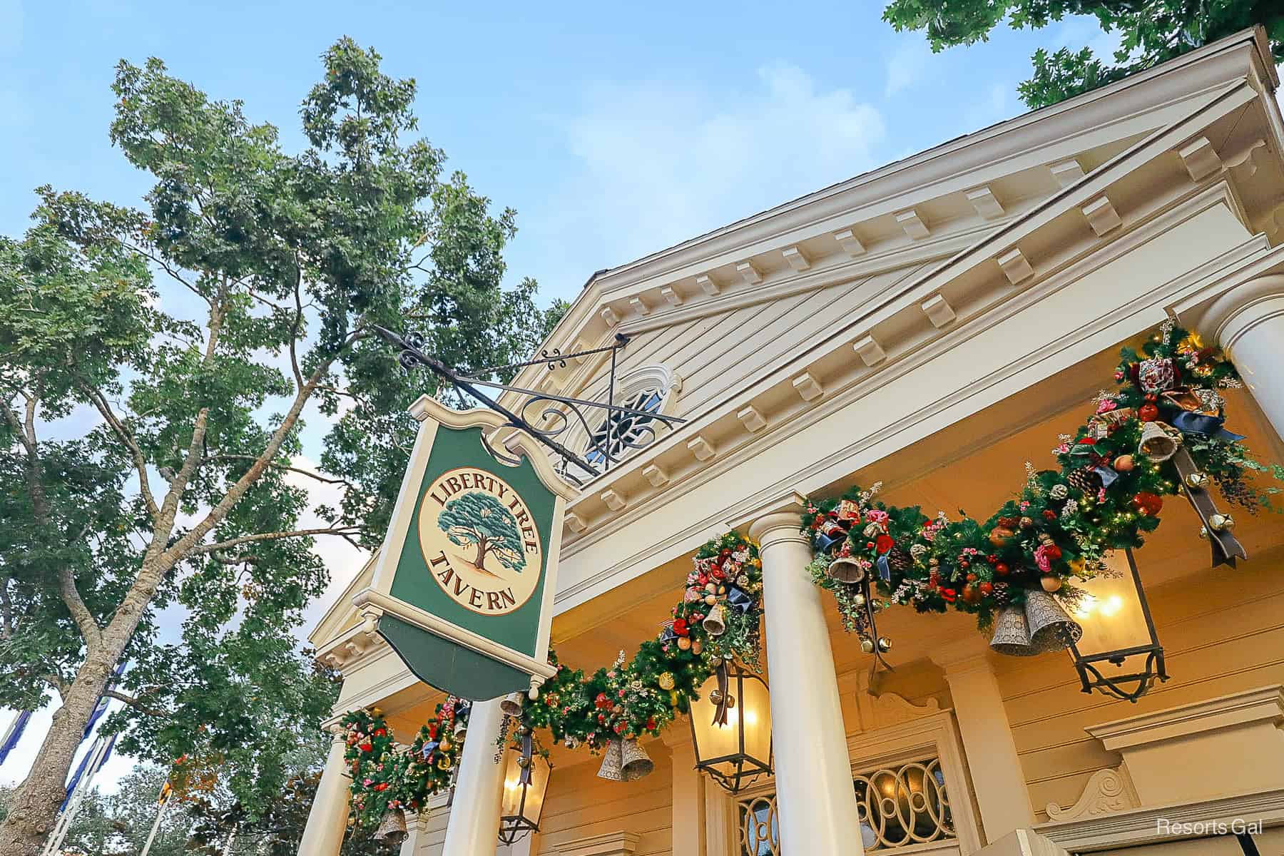 Liberty Tavern decked out with Christmas garland 